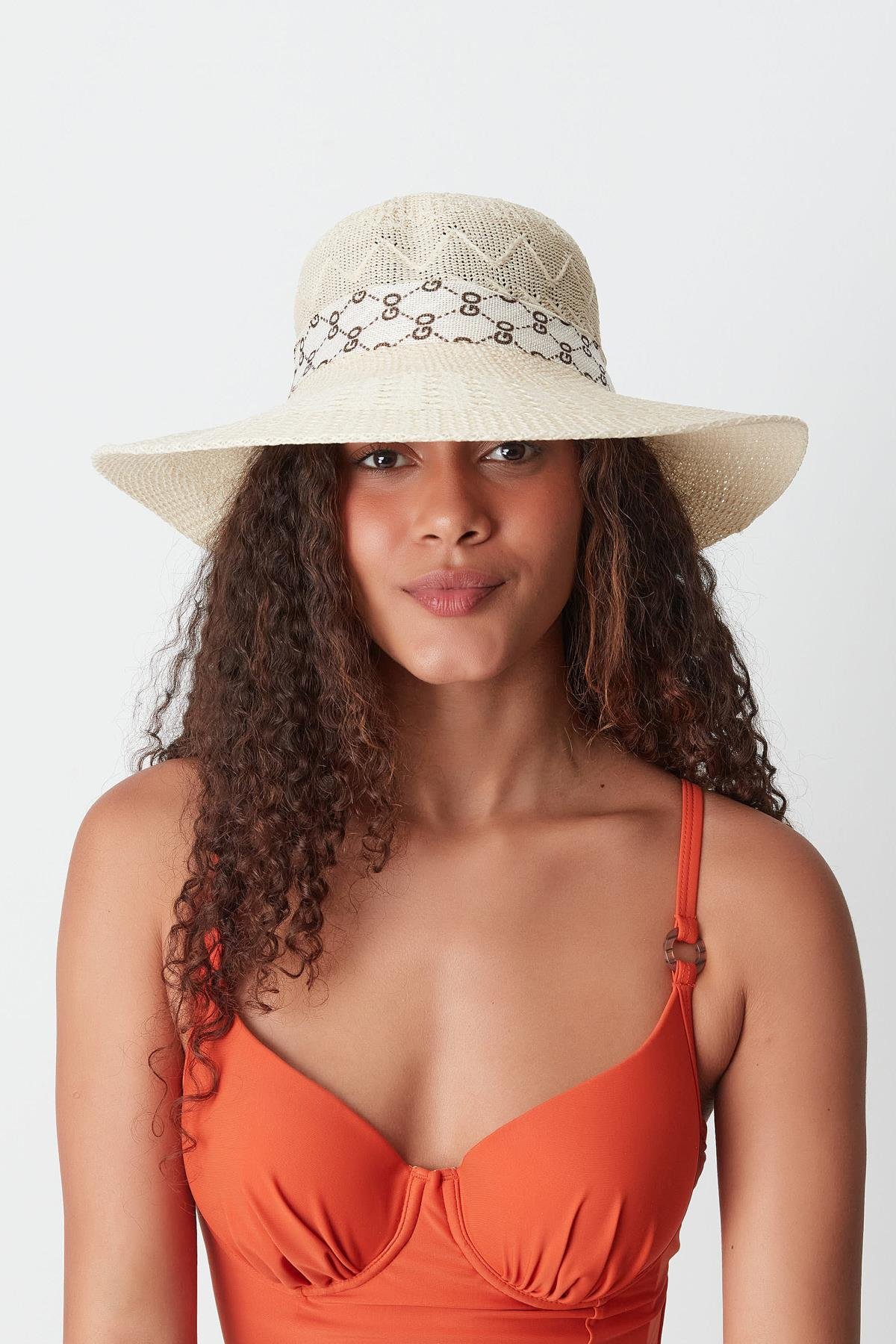 Mercerized Beach Hat T24740-12 Light Beige