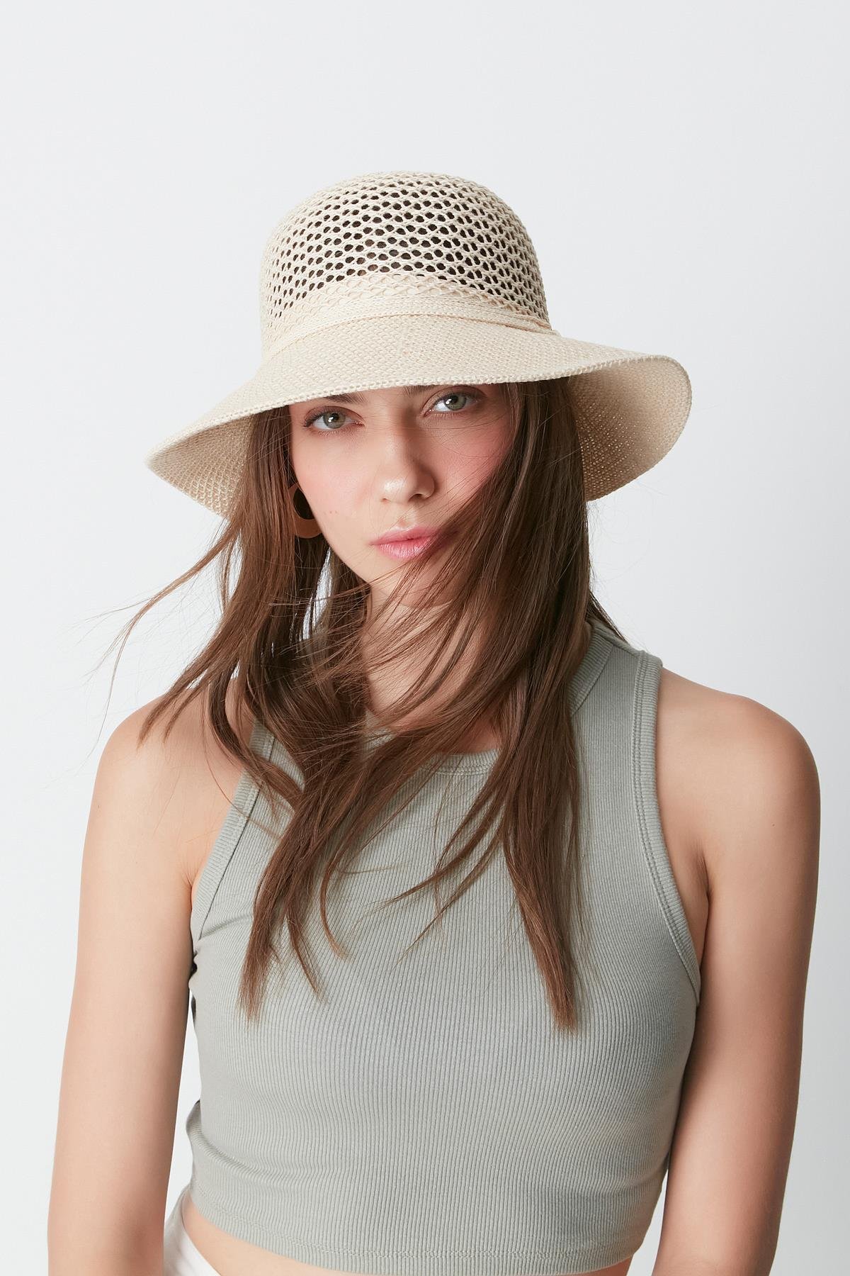Mercerized Beach Hat T24740-16 Cream Color