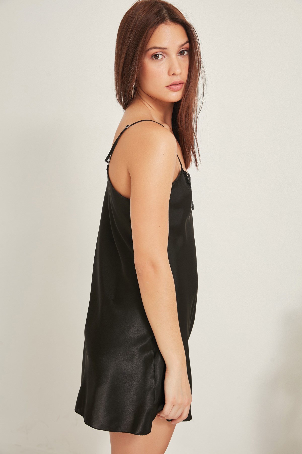 C&City Women Satin Nightgown 005 Black