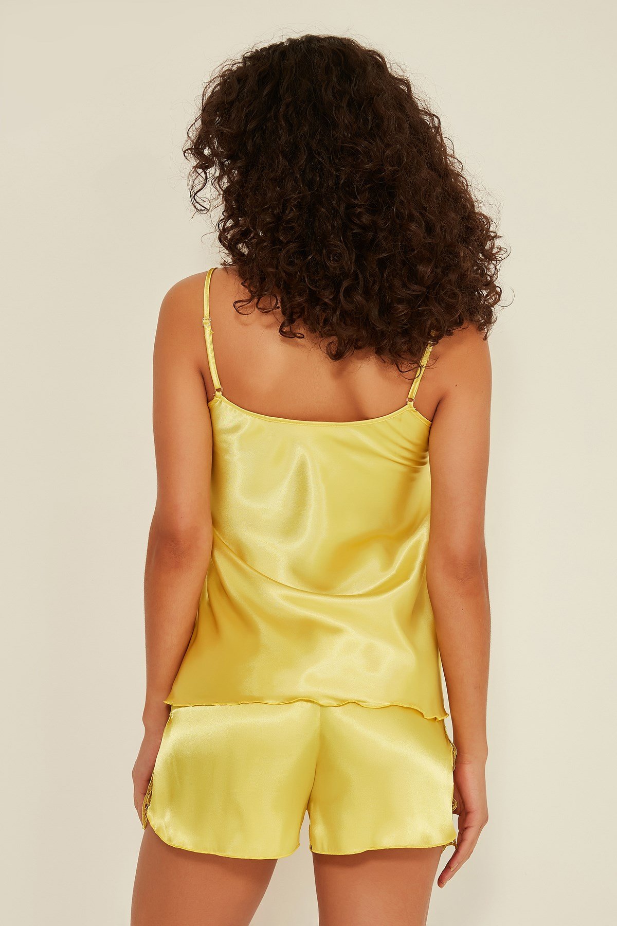 C&City Women Satin Short Nightgown 025 Light Yellow