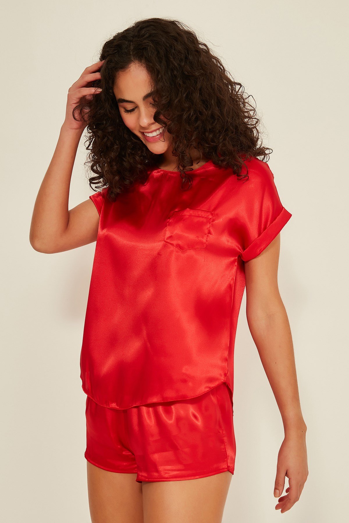 C&City 080 Women Satin Pyjama Set Red