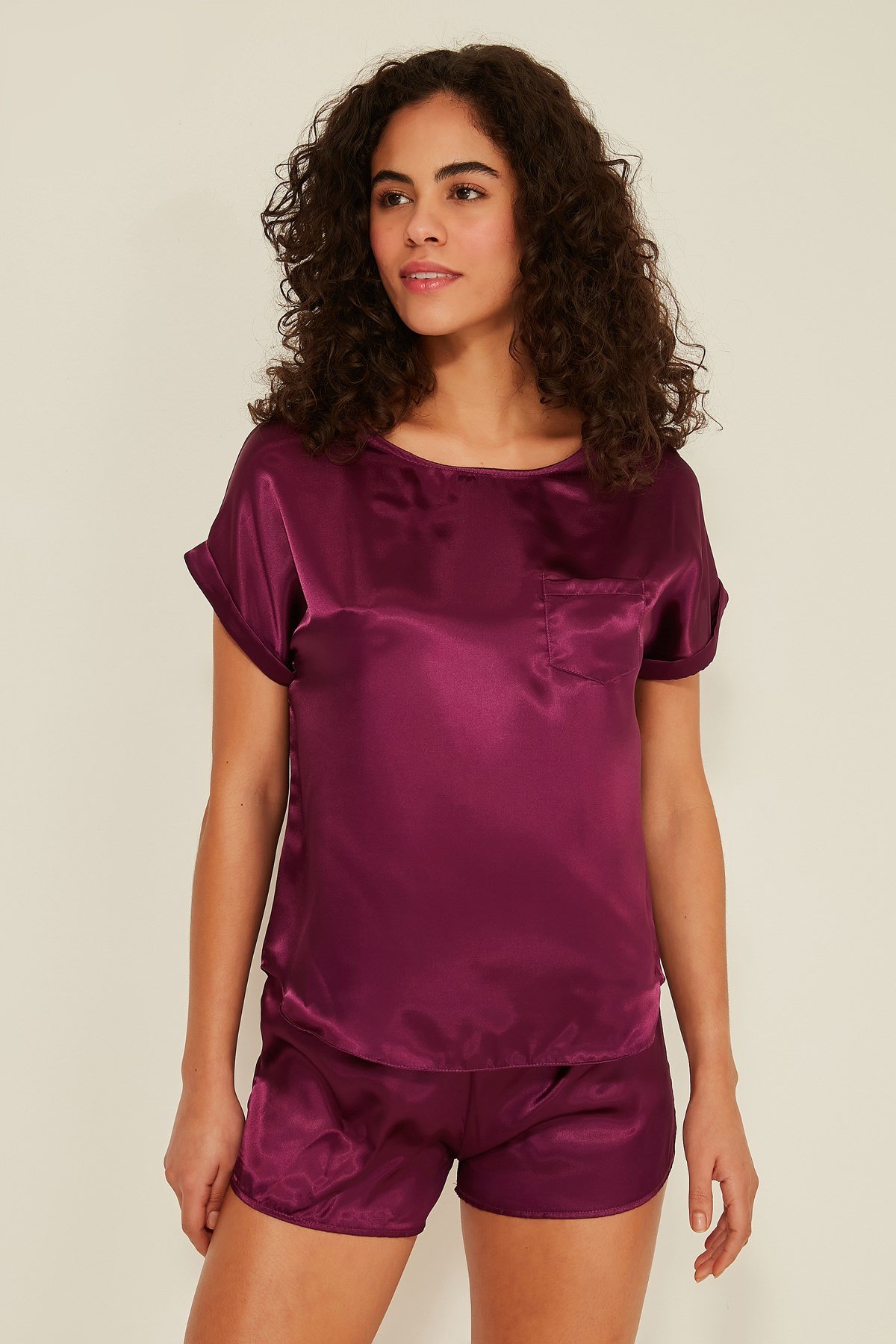 C&City 080 Women Satin Pyjama Set Purple