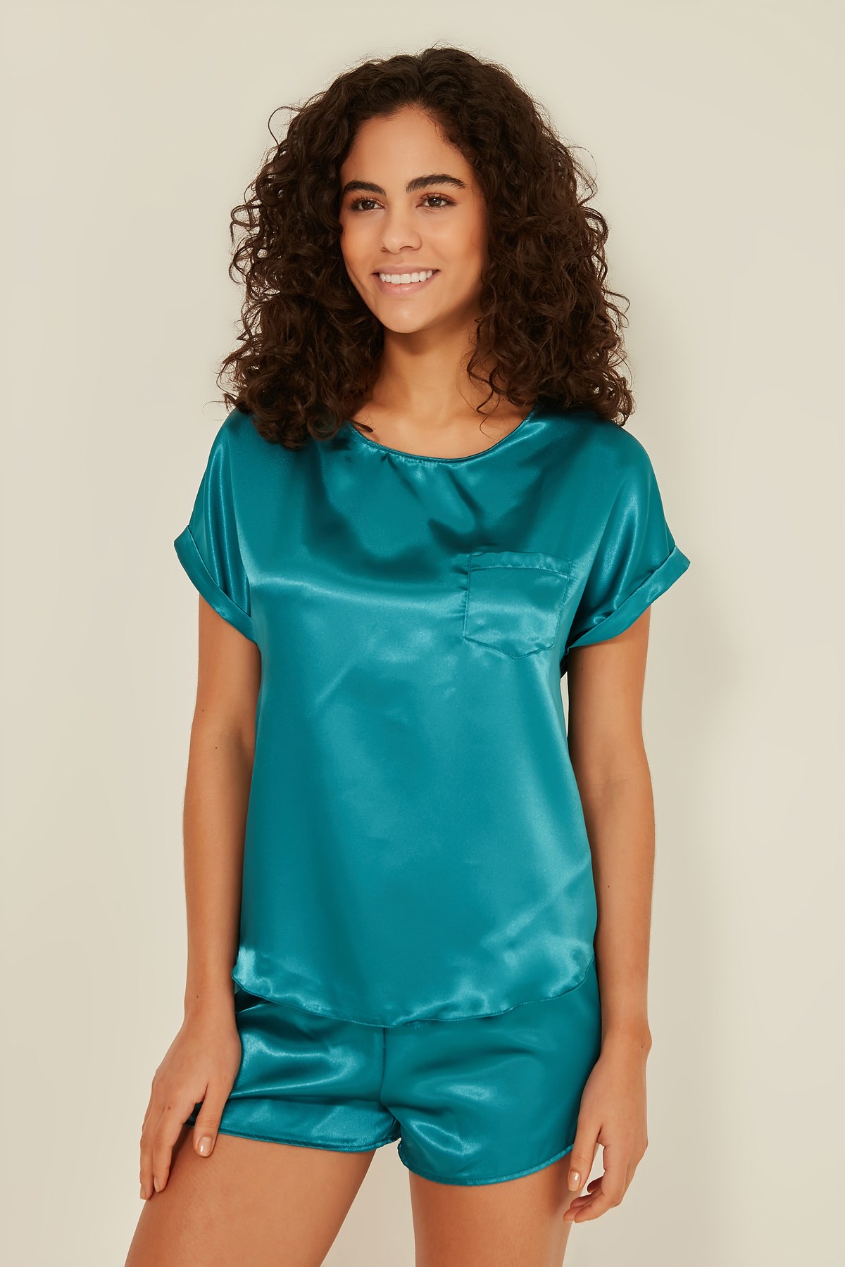 C&City 080 Women Satin Pyjama Set Oil Color