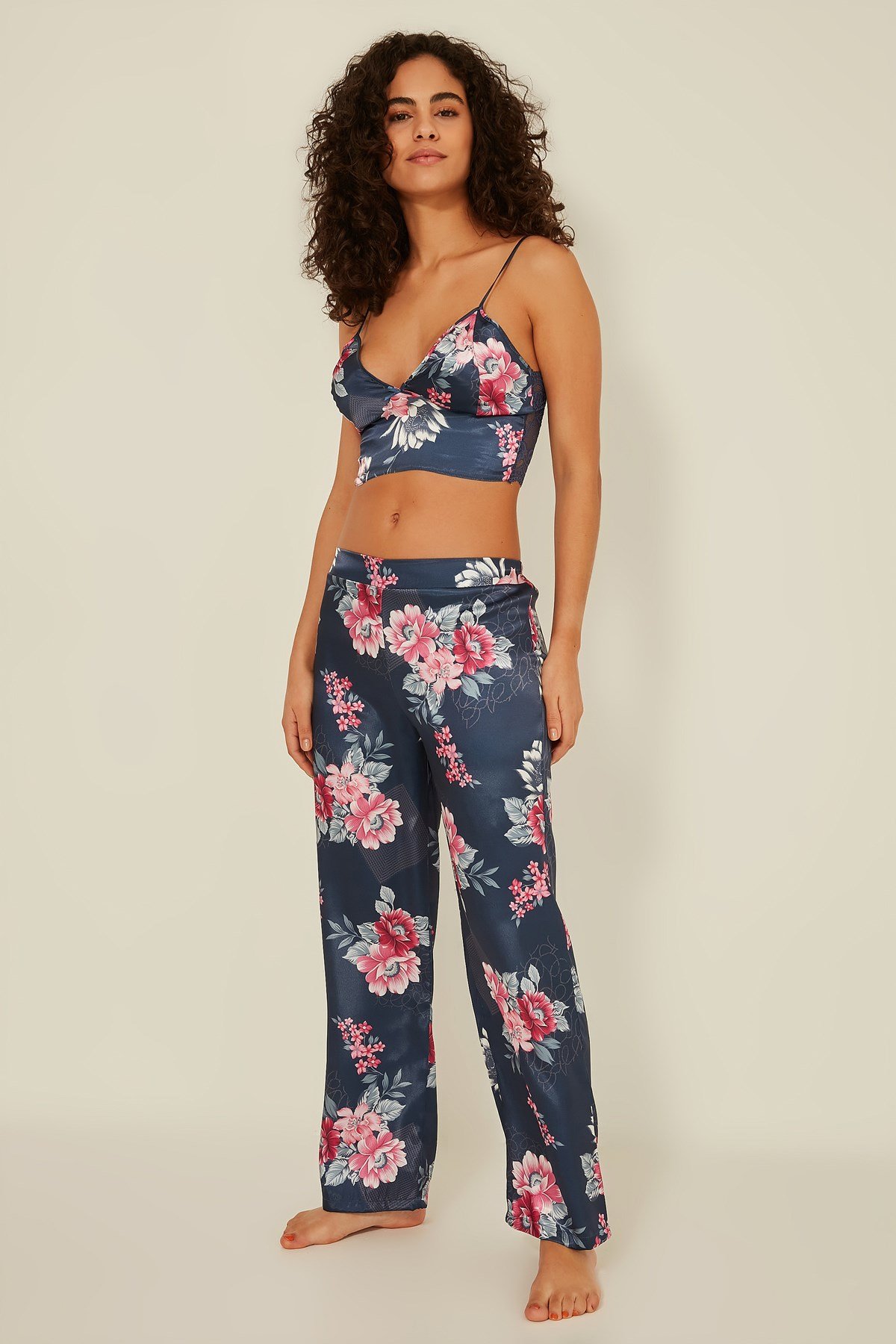 C&City Women Satin Triple Pyjama Set 045 Blue