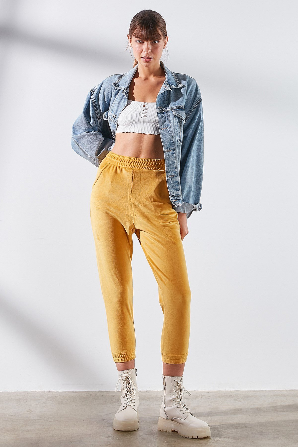 C&City Women Velvet Sweatpants  731  Mustard Color