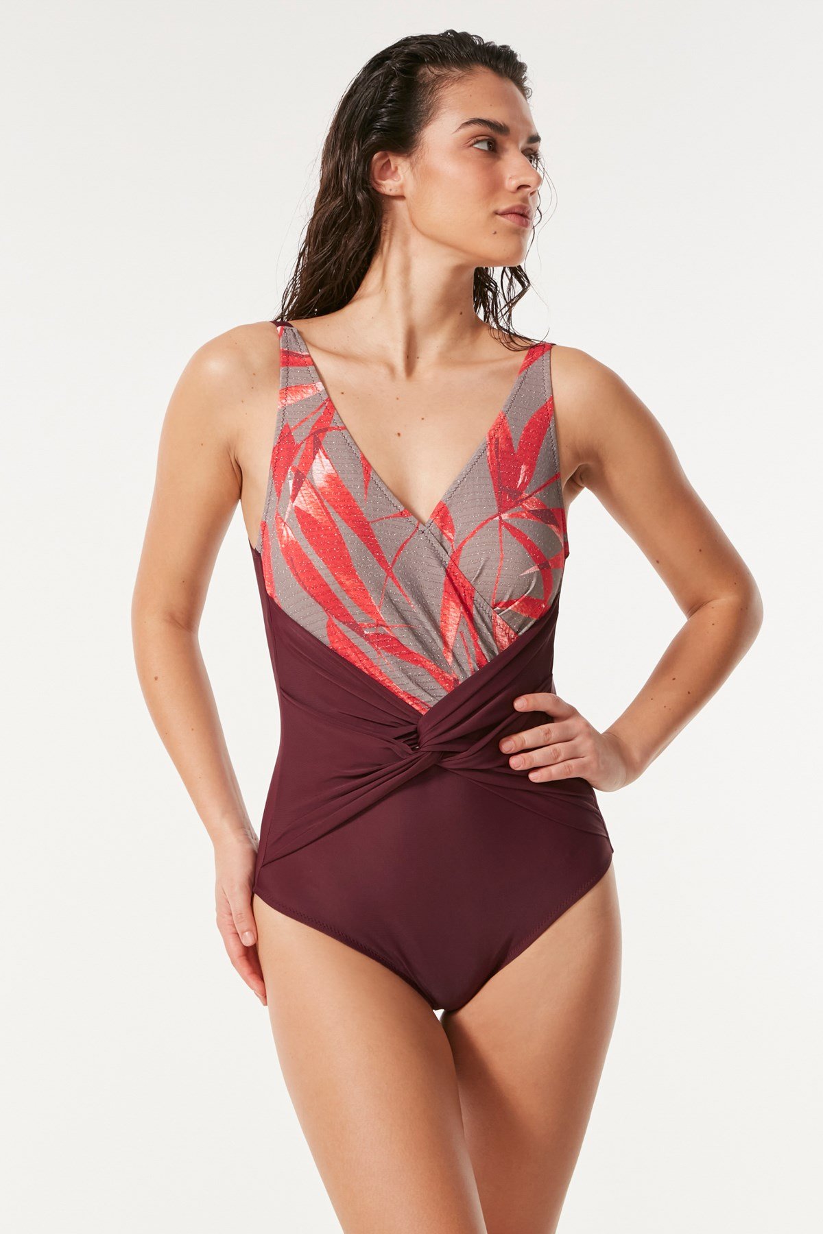 C&City Women Swimsuit 7497 Burgundy