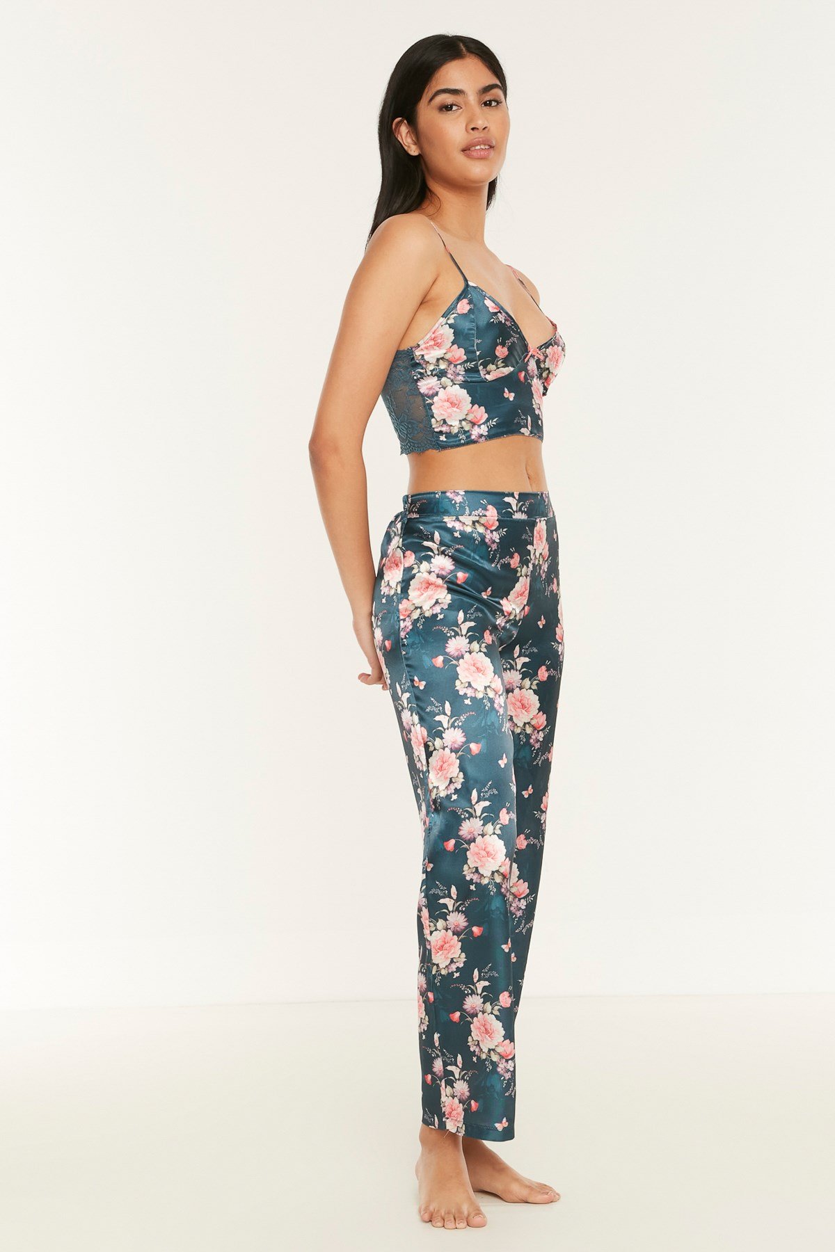 C&City Women Satin Triple Pyjama Set 045 Oil Green