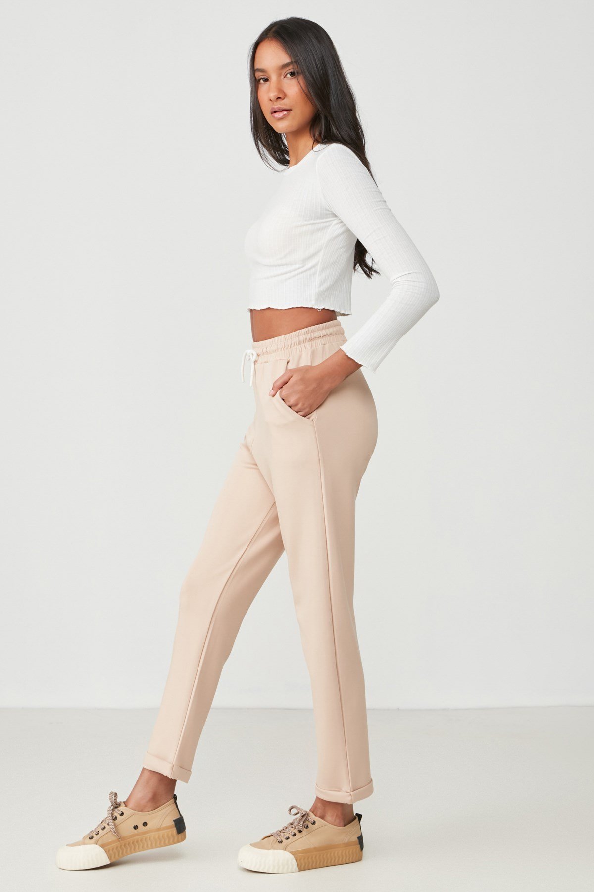 C&City Women Sweatpants 738 Milky Brown Color