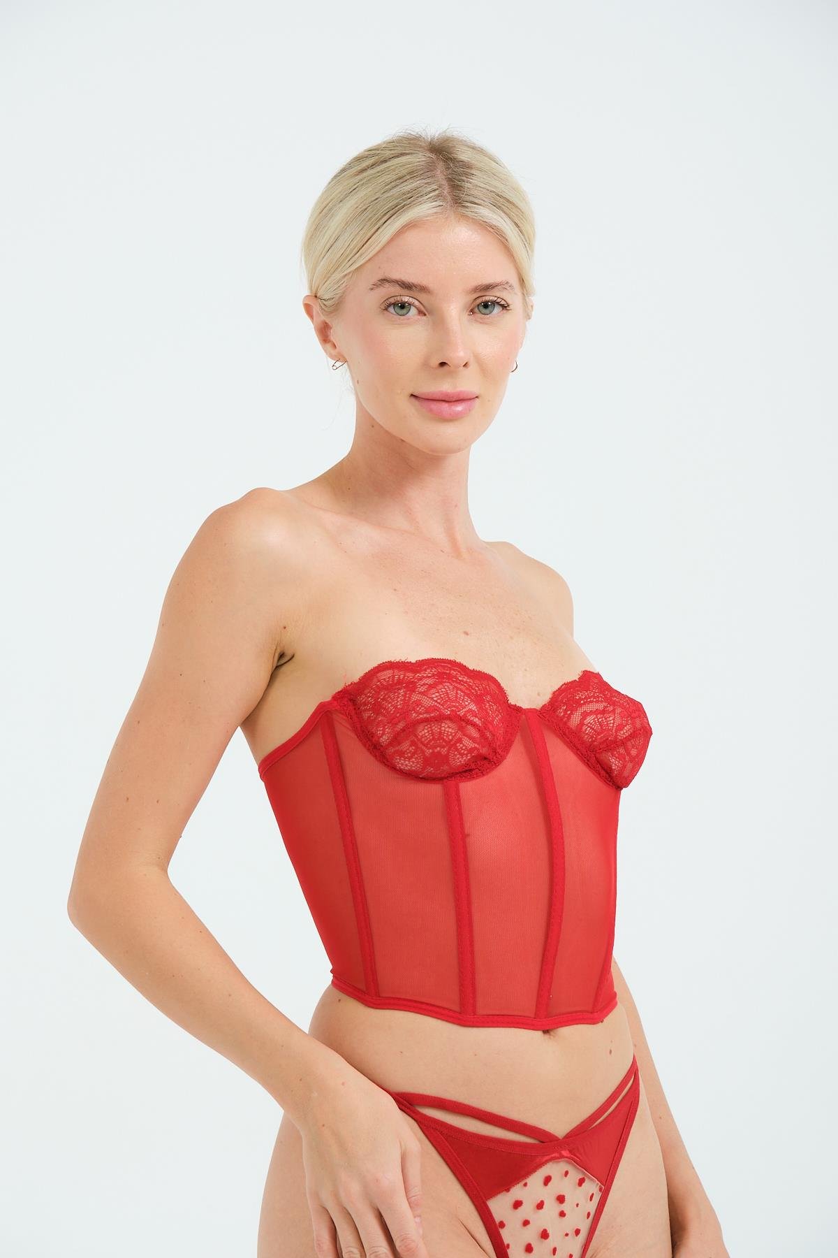 C&City Sexy Strapless Bustier 6003 Red