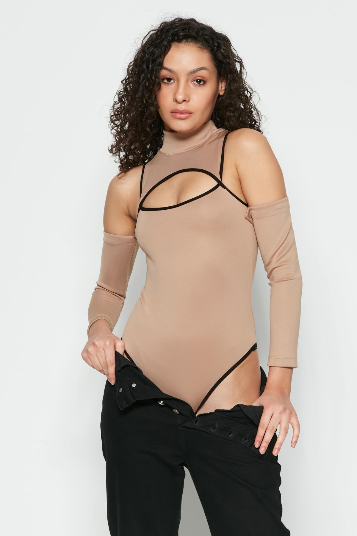 C&City Women Sexy Bodysuit 9154 Brown