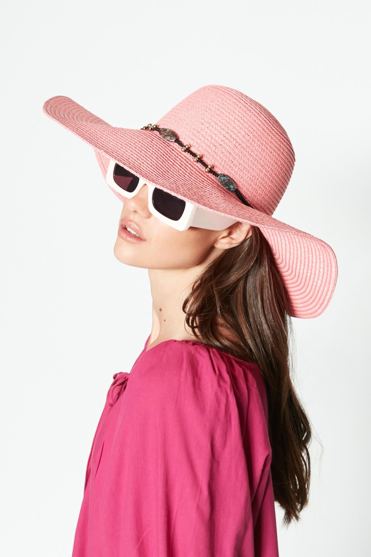C&City Women Straw Hat Y23730-01 Salmon Color