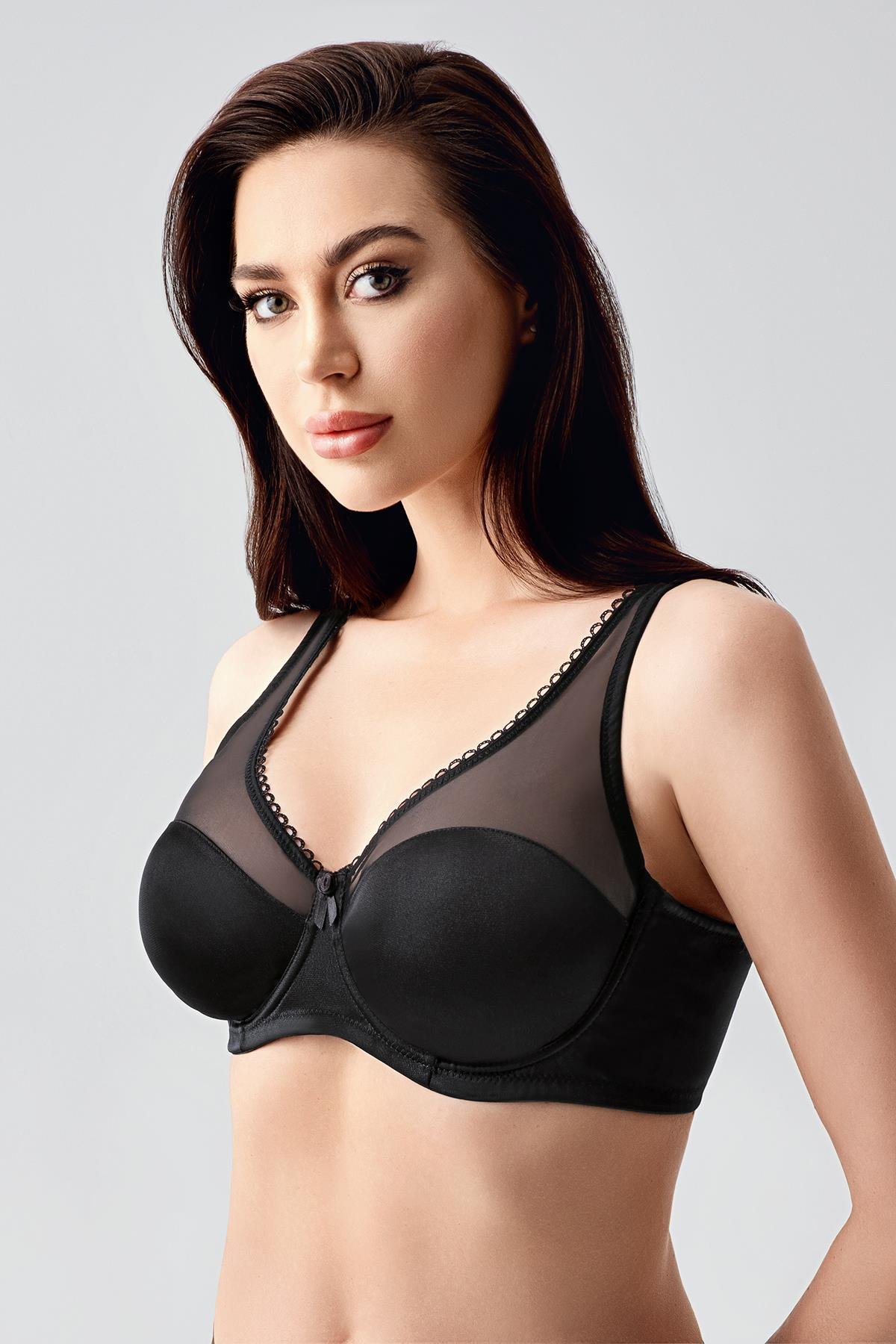 C&City Tulle Detail Minimiser Bra C12304 Black