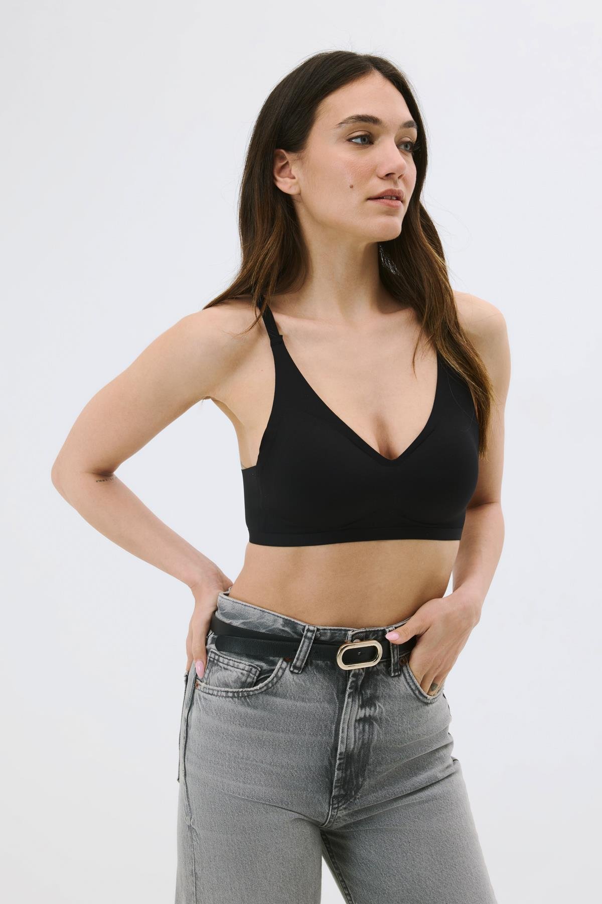 C&City Non-Wireless Seamless Laser Bra with Removable Pads C26120 Black