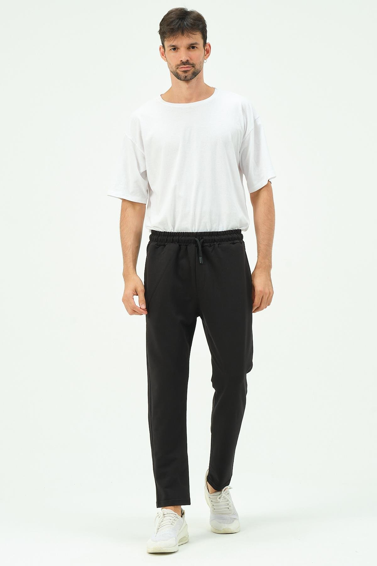 C&City Men Straight-Leg Sweatpants with Side Pockets 780  Black