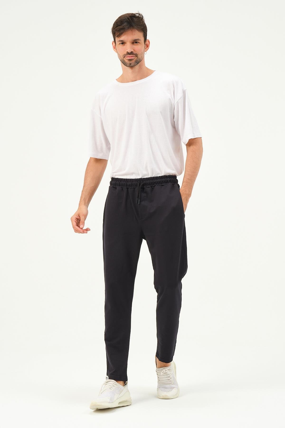 C&City Men Straight-Leg Sweatpants with Side Pockets 780  Navy Blue