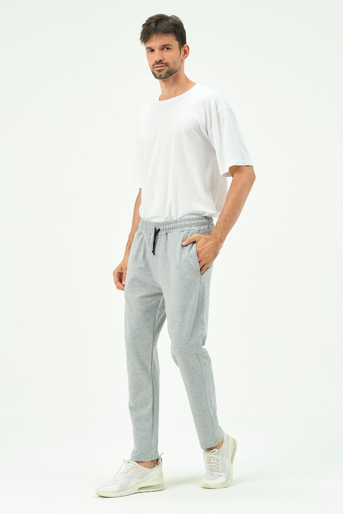 C&City Men Straight-Leg Sweatpants with Side Pockets 780  Grey
