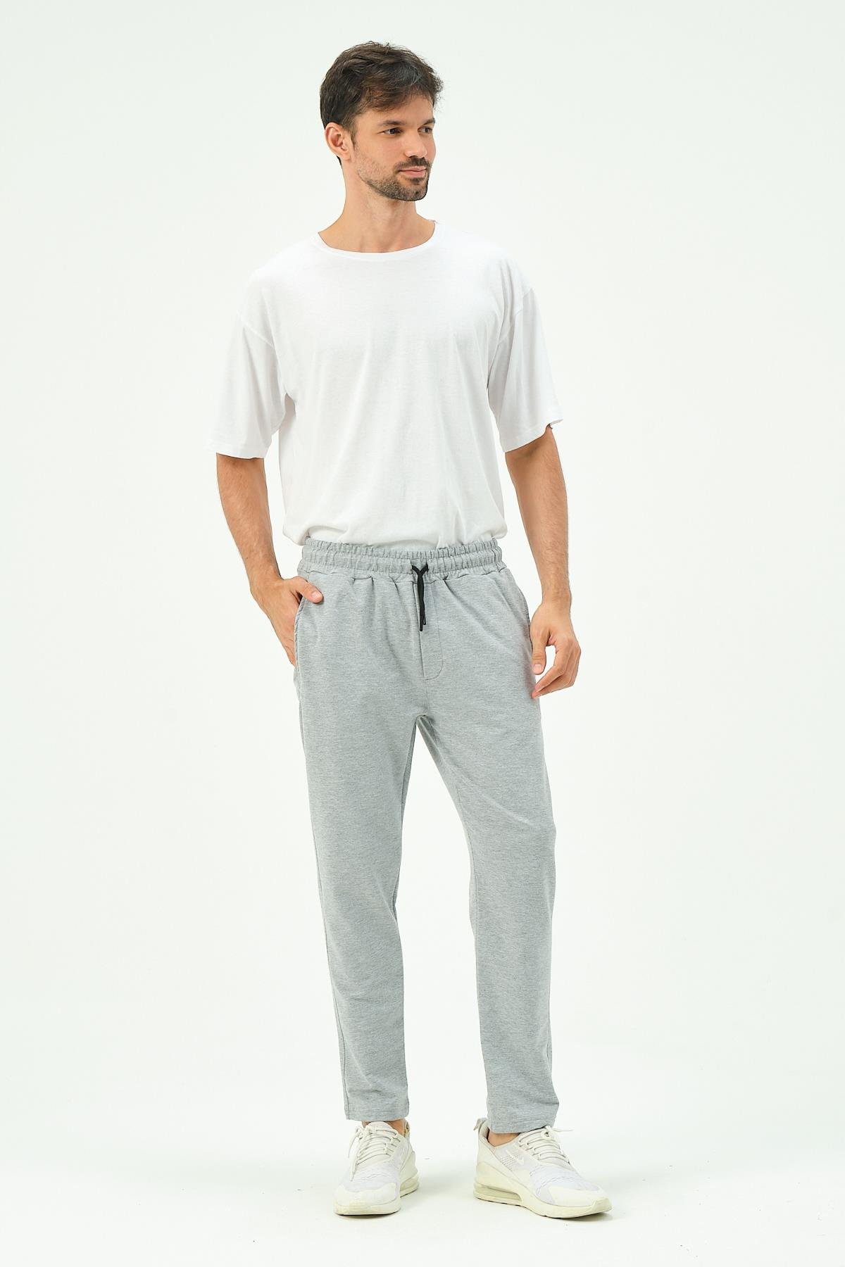 C&City Men Straight-Leg Sweatpants with Side Pockets 780  Grey