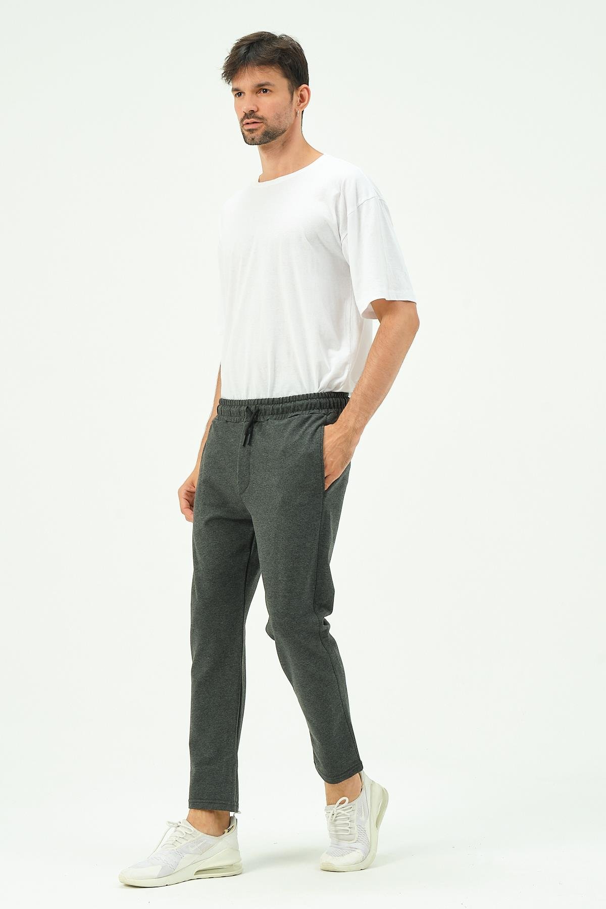 C&City Men Straight-Leg Sweatpants with Side Pockets 780  Anthracite