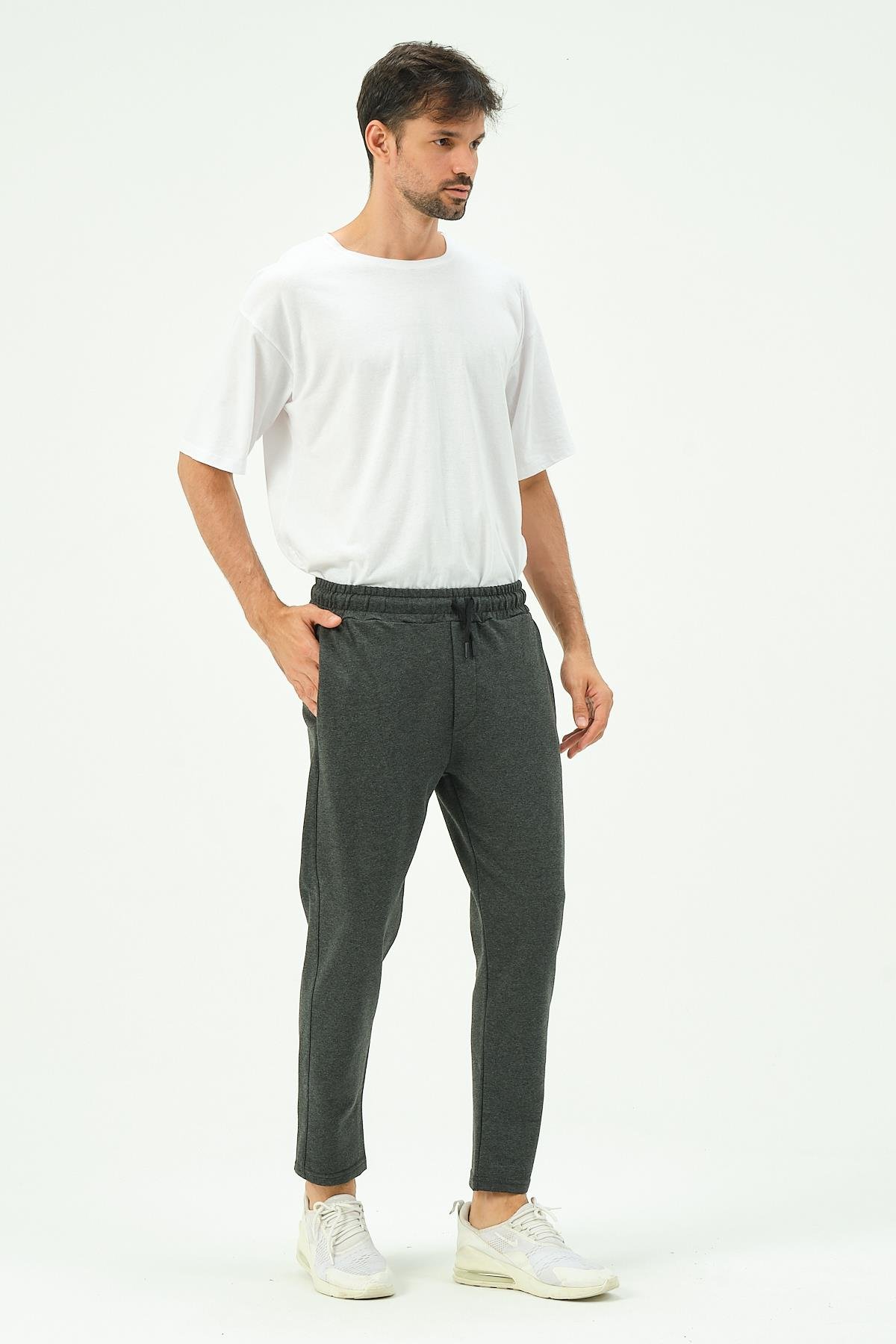 C&City Men Straight-Leg Sweatpants with Side Pockets 780  Anthracite