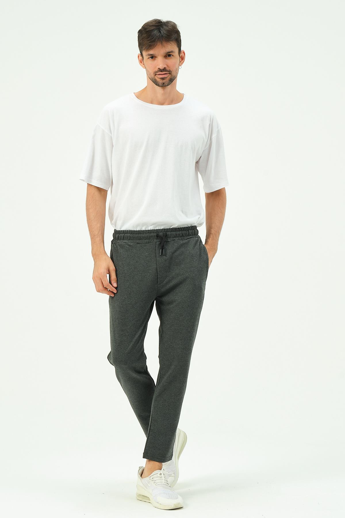 C&City Men Straight-Leg Sweatpants with Side Pockets 780  Anthracite