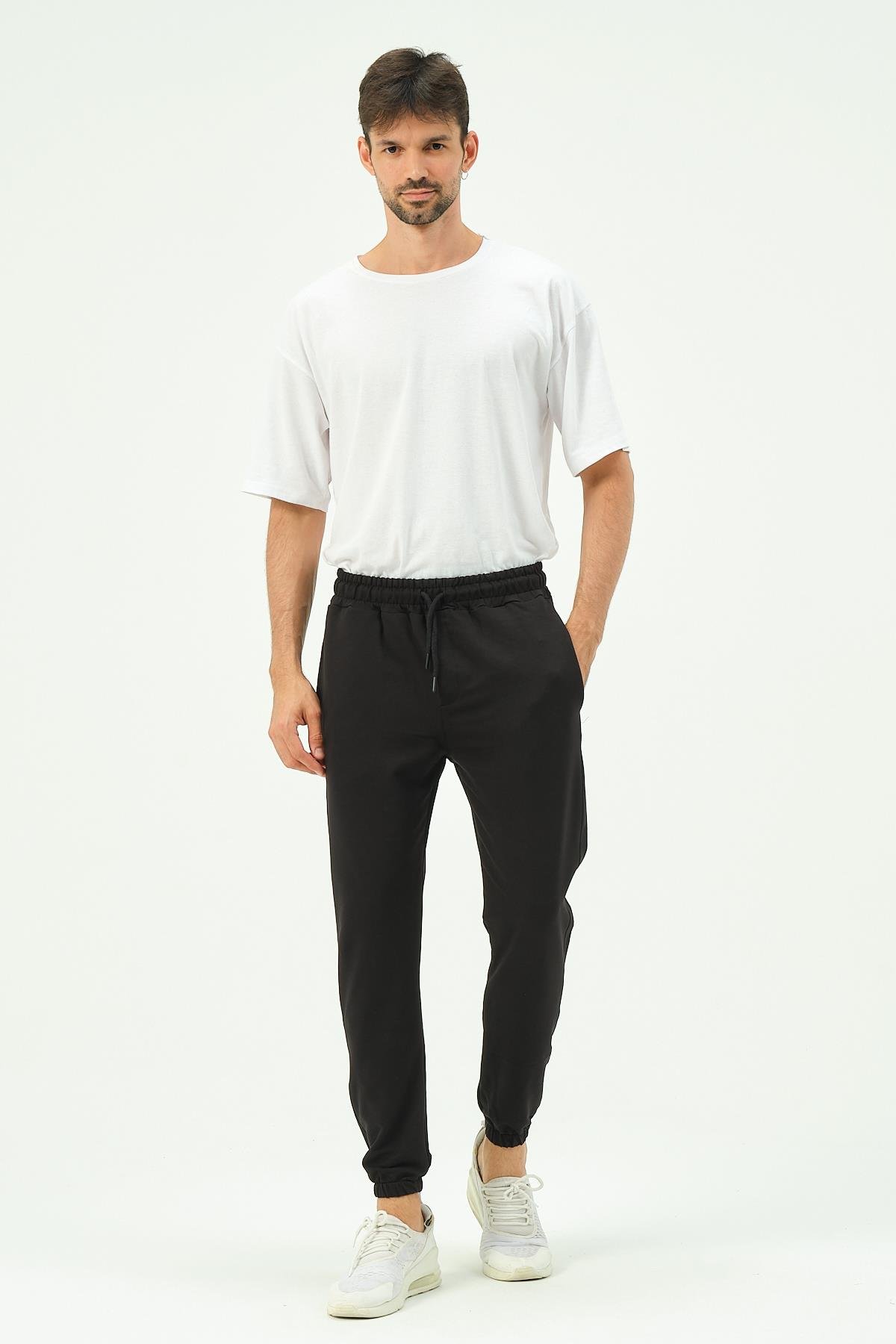 C&City Men Elastic Leg Sweatpants with Side Pockets 781 Black