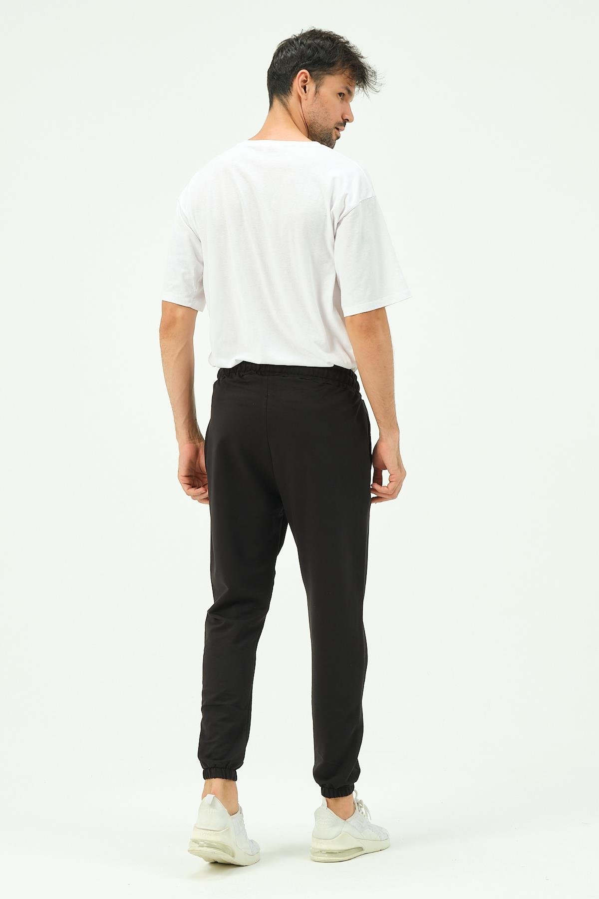 C&City Men Elastic Leg Sweatpants with Side Pockets 781 Black