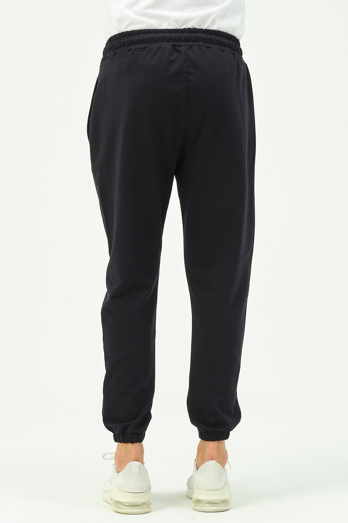 C&City Men Elastic Leg Sweatpants with Side Pockets 781 Navy Blue