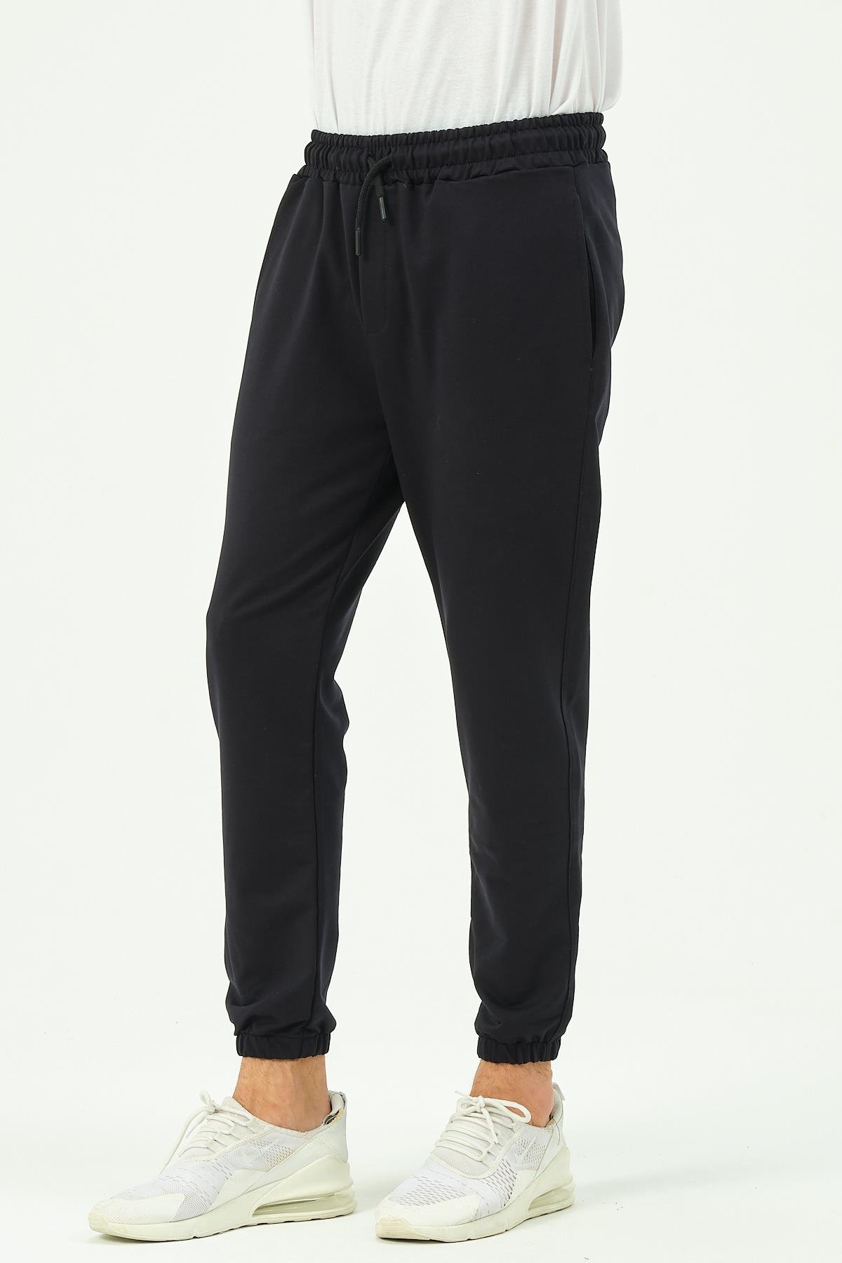C&City Men Elastic Leg Sweatpants with Side Pockets 781 Navy Blue