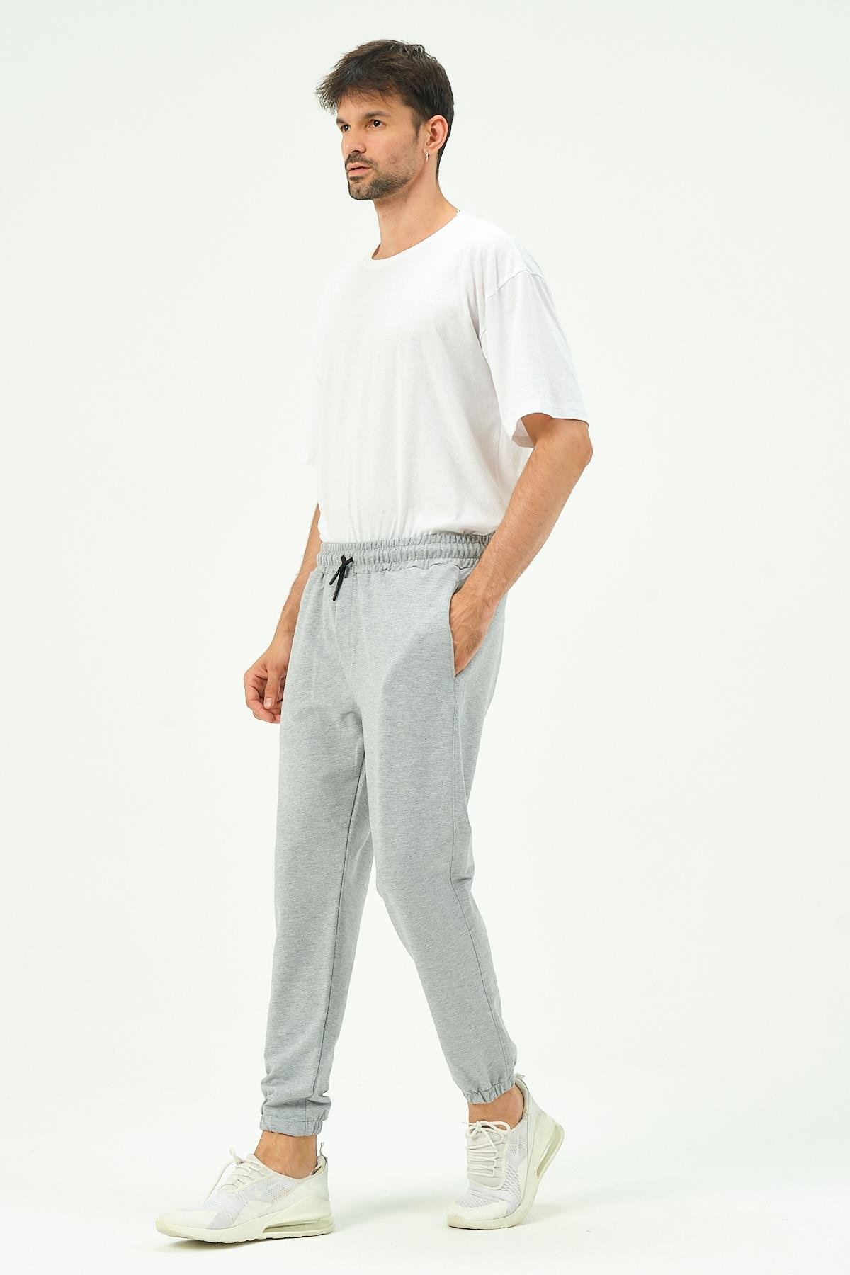 C&City Men Elastic Leg Sweatpants with Side Pockets 781 Grey