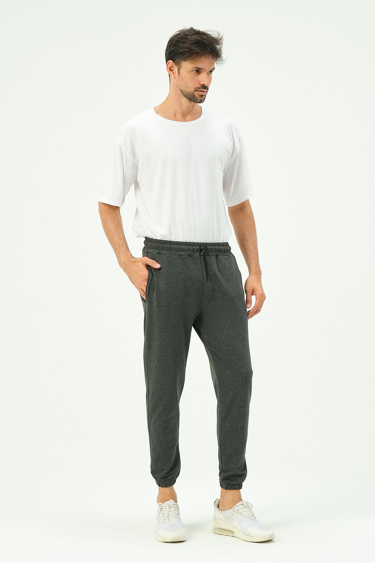 C&City Men Elastic Leg Sweatpants with Side Pockets 781 Anthracite