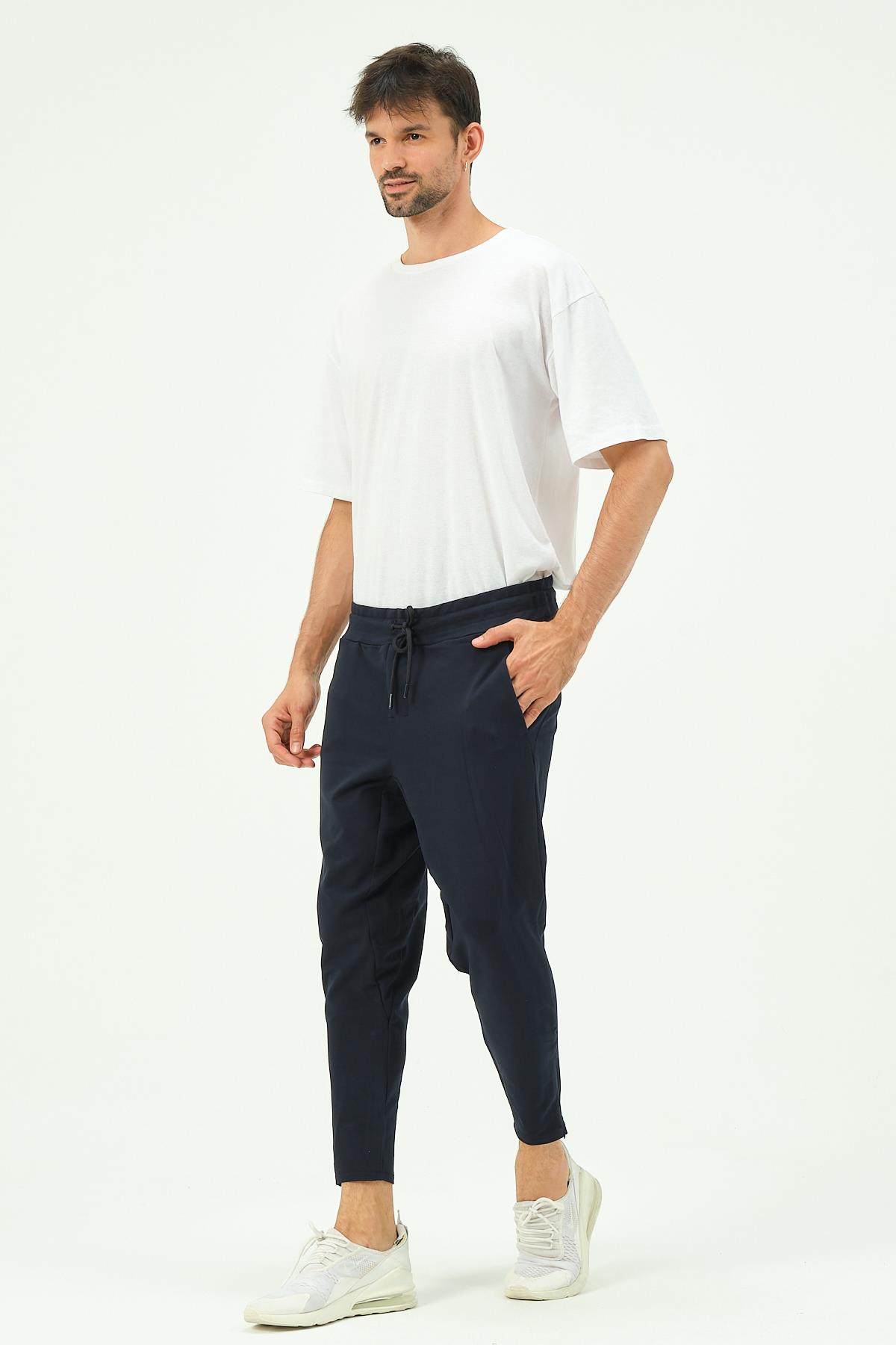 C&City Men Zippered Sweatpants with Back Pocket 782 Navy Blue