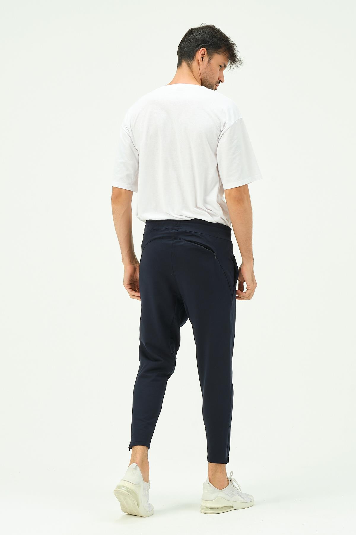 C&City Men Zippered Sweatpants with Back Pocket 782 Navy Blue