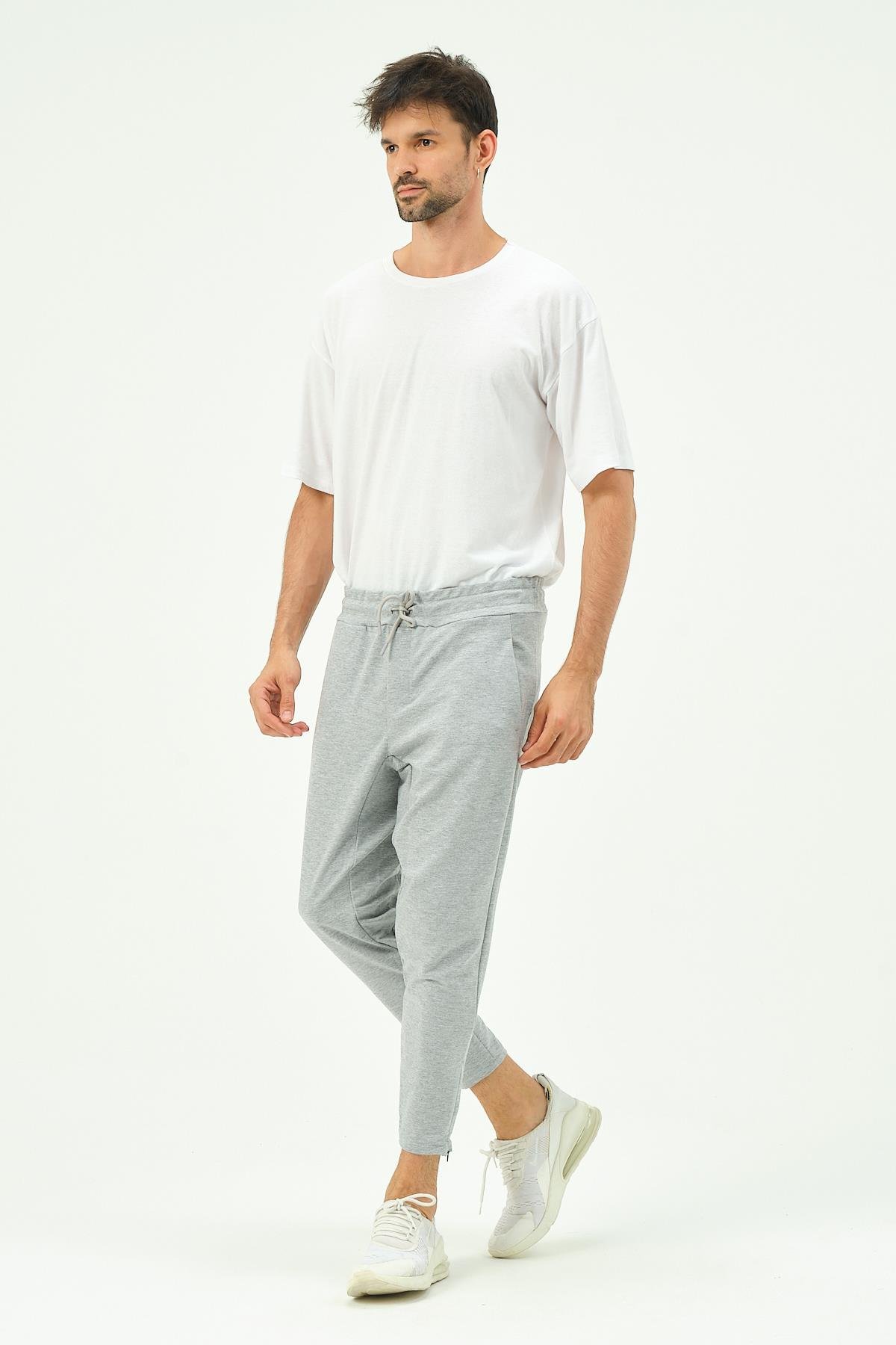 C&City Men Zippered Sweatpants with Back Pocket 782 Grey