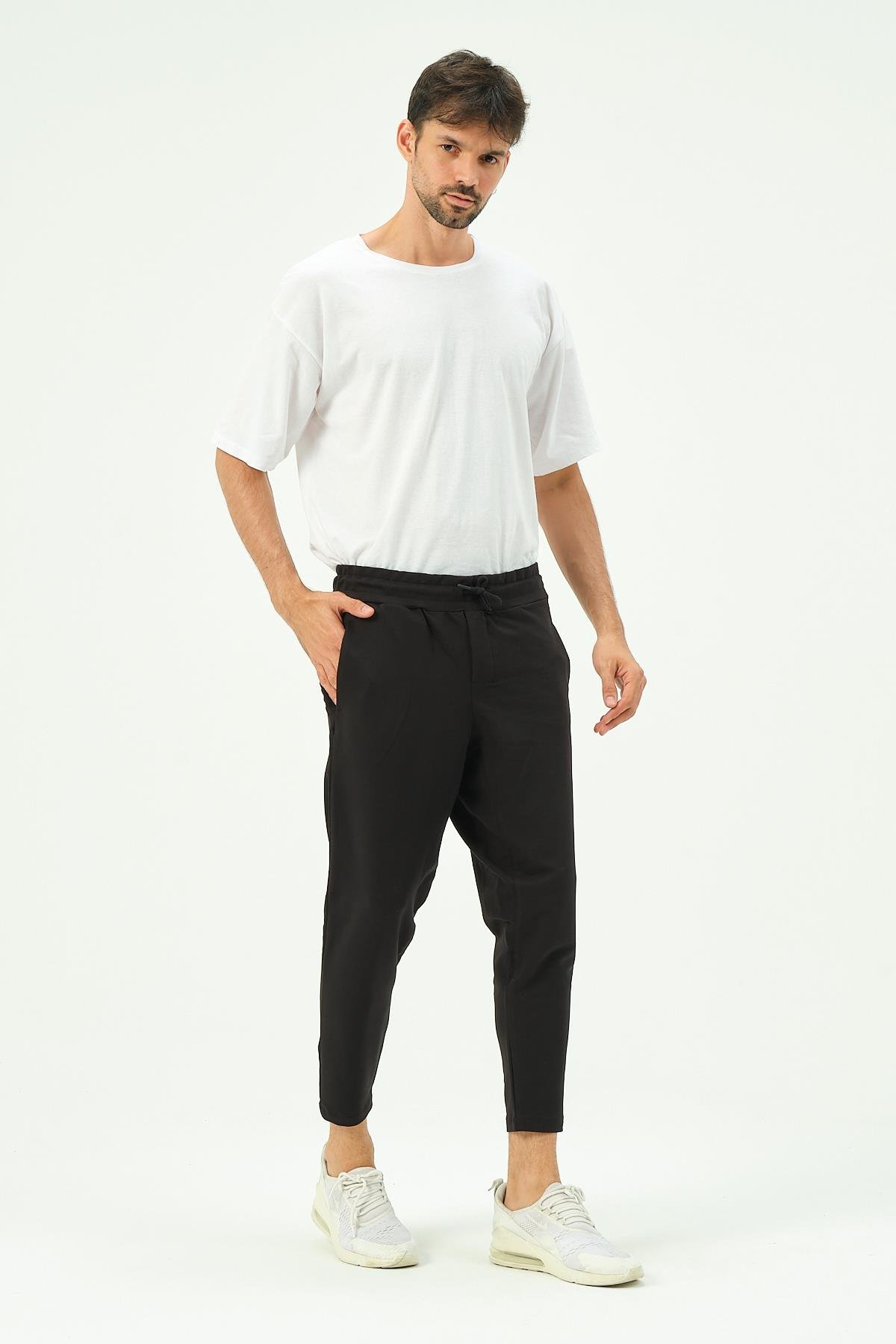 C&City Men Straight Leg Sweatpants with Back Pocket 783 Black