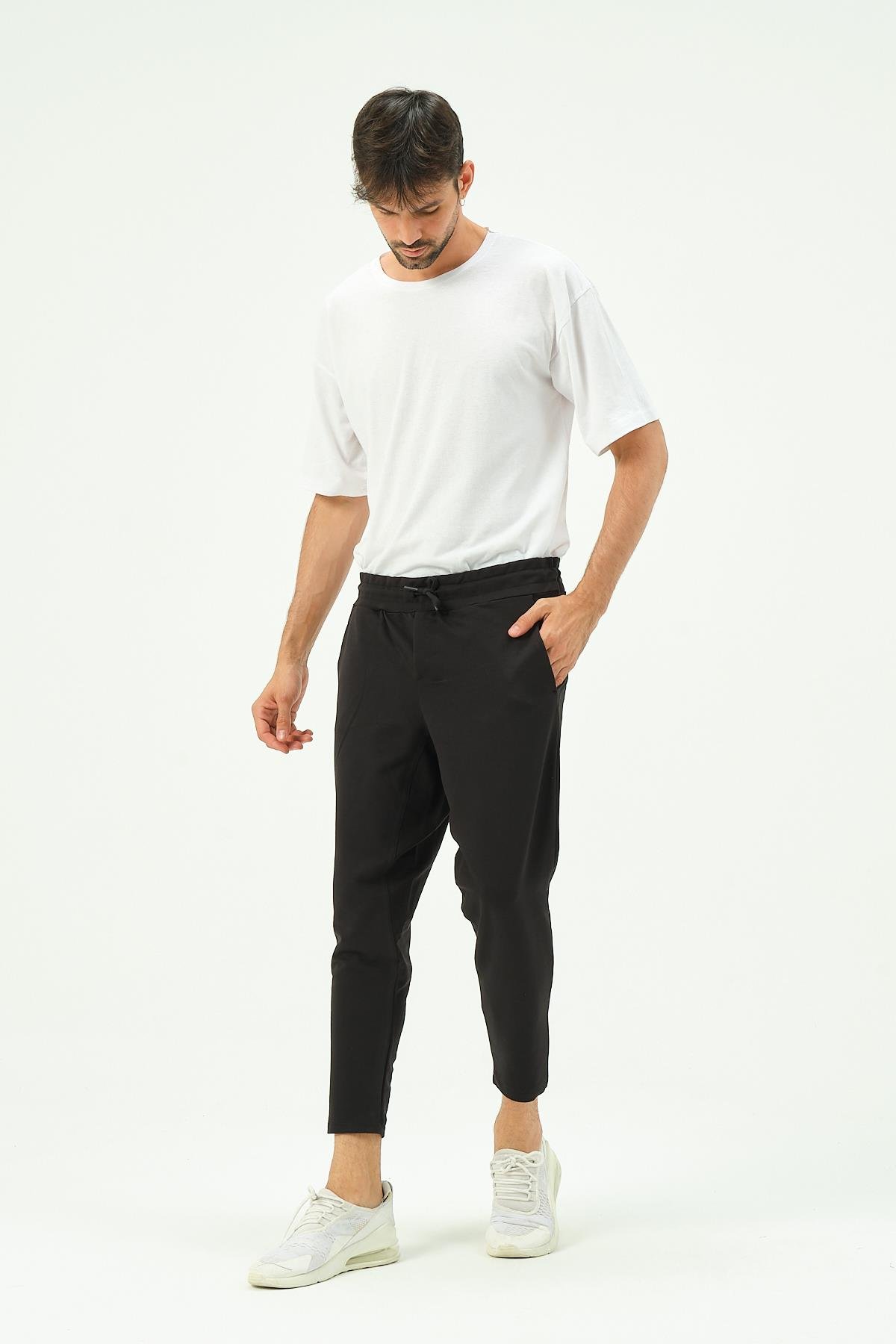 C&City Men Straight Leg Sweatpants with Back Pocket 783 Black