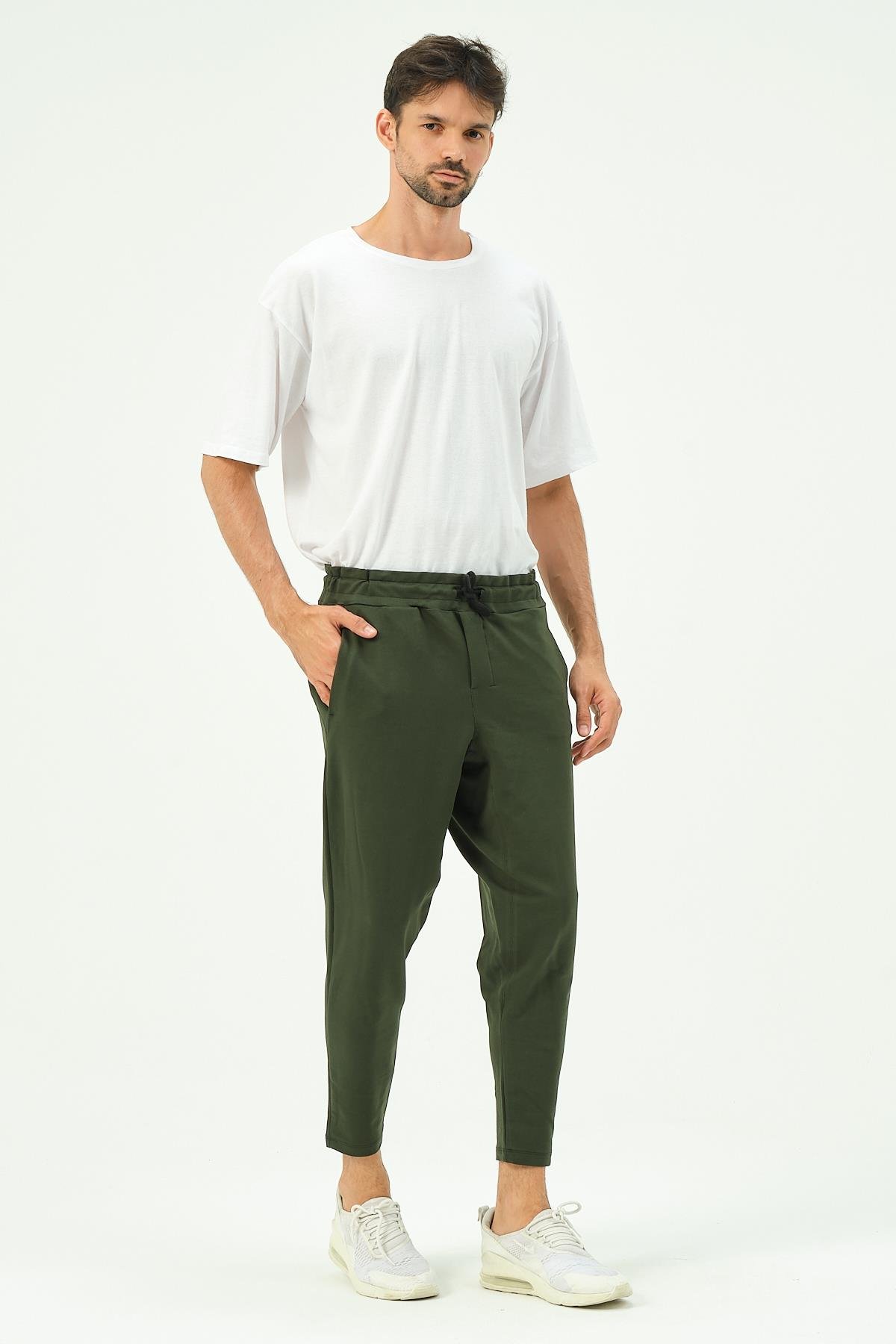 C&City Men Straight Leg Sweatpants with Back Pocket 783 Khaki
