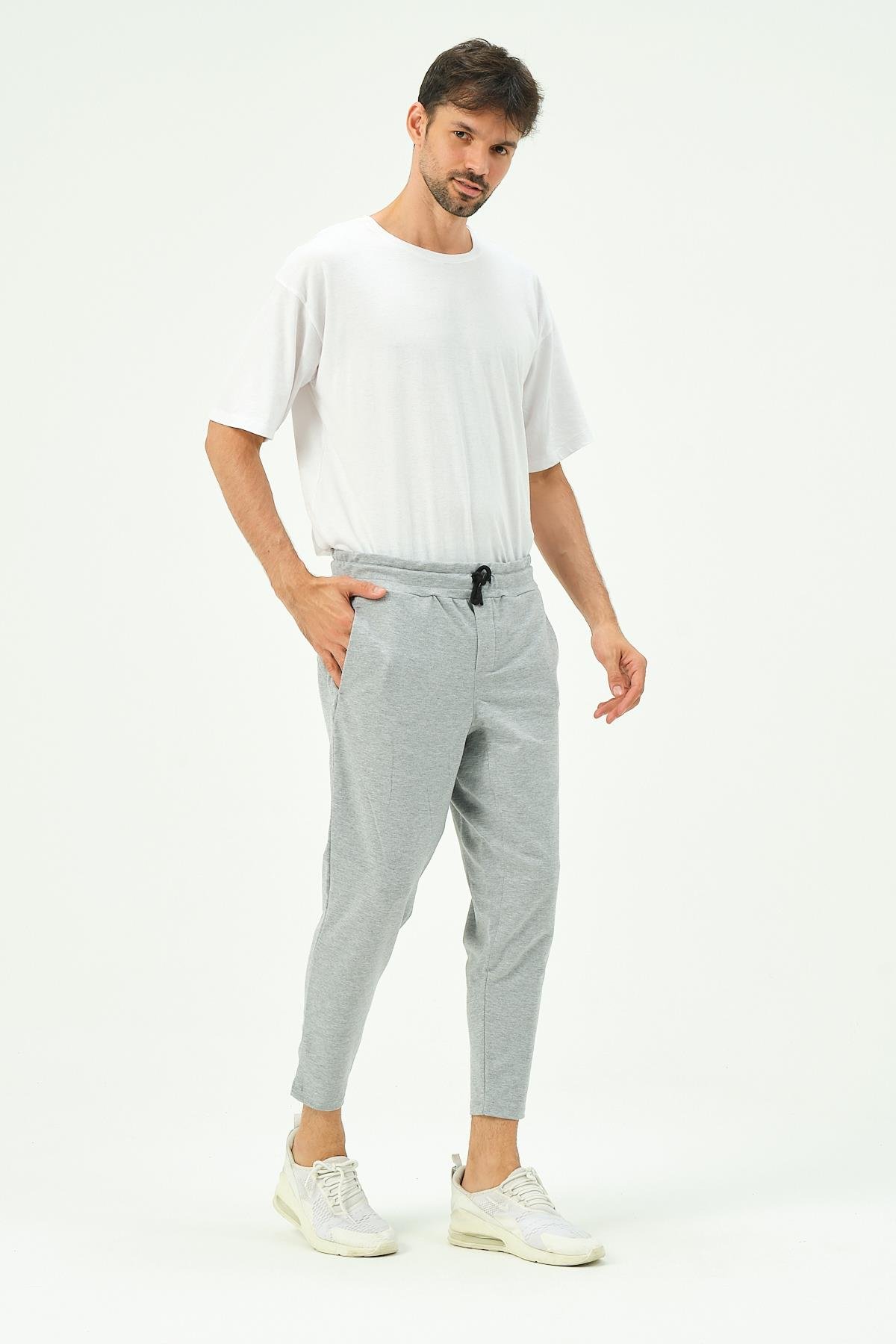 C&City Men Straight Leg Sweatpants with Back Pocket 783 Grey