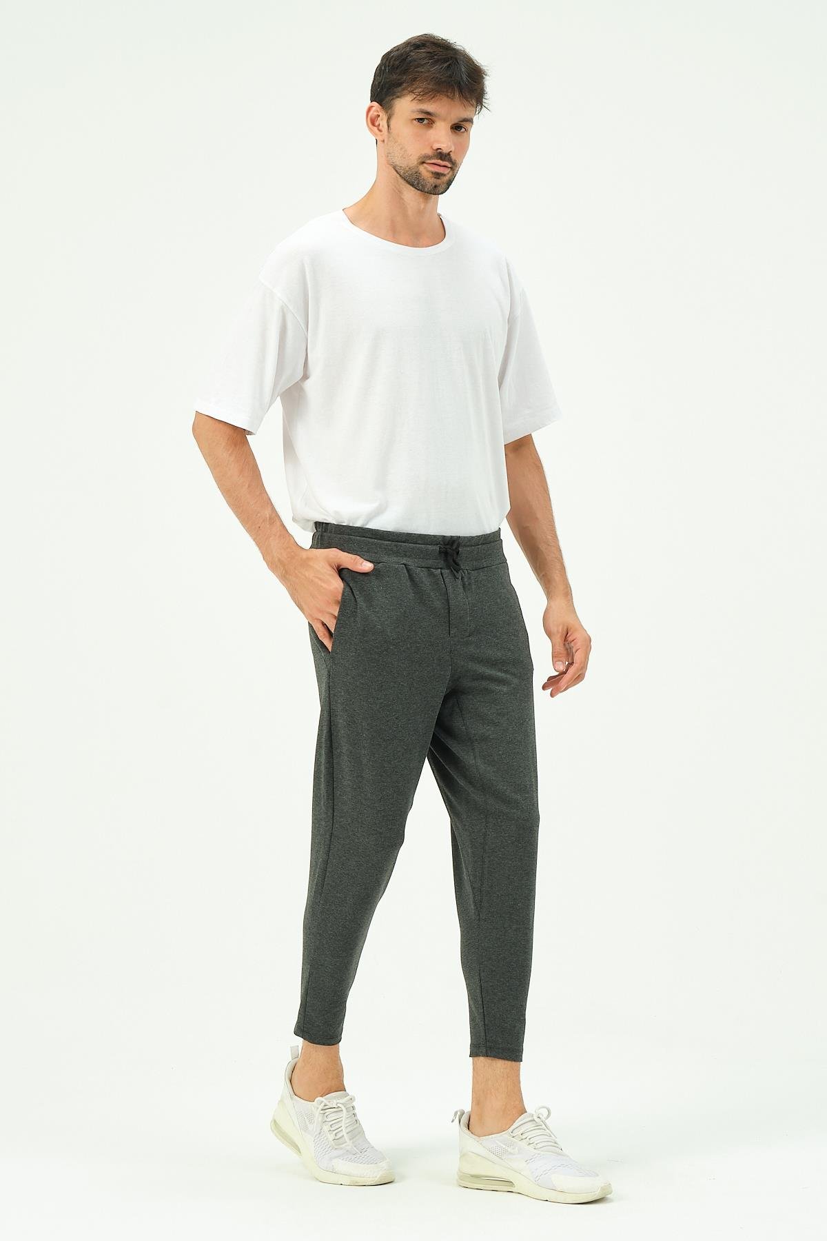 C&City Men Straight Leg Sweatpants with Back Pocket 783 Anthracite