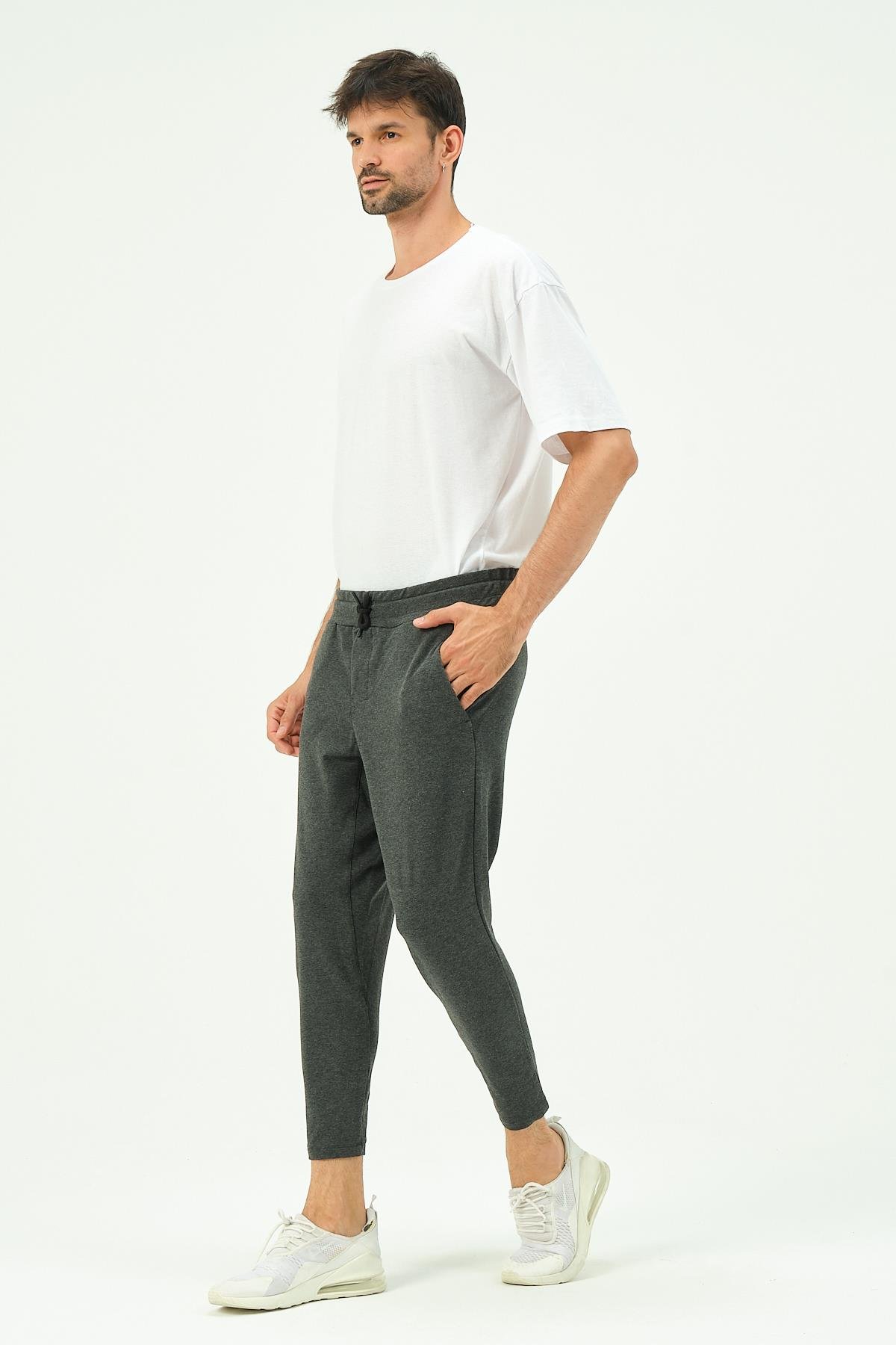 C&City Men Straight Leg Sweatpants with Back Pocket 783 Anthracite
