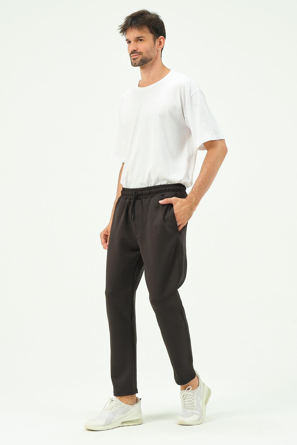 C&City Men Straight Leg Sweatpants with Side Pockets 852 Black