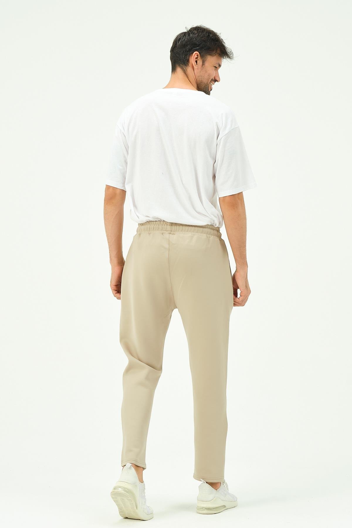 C&City Men Straight Leg Sweatpants with Side Pockets 852 Stone Color