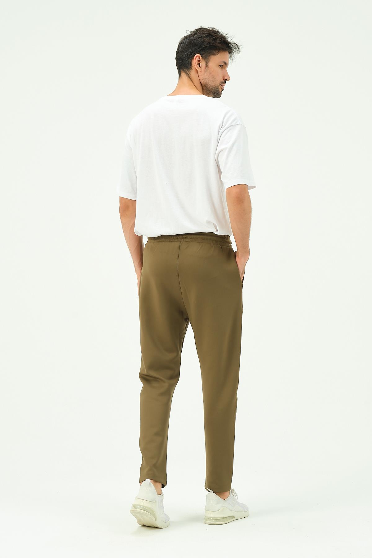 C&City Men Straight Leg Sweatpants with Side Pockets 852 Khaki