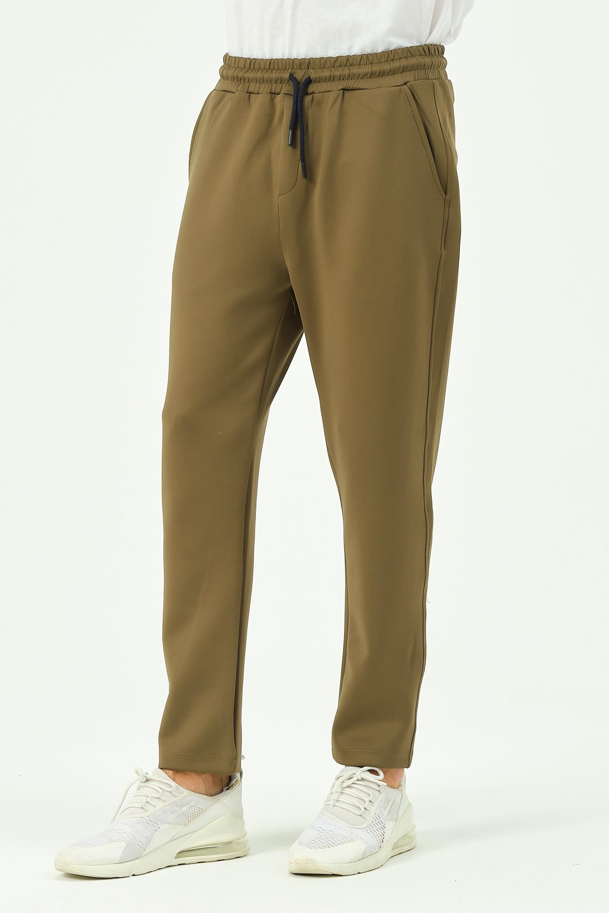 C&City Men Straight Leg Sweatpants with Side Pockets 852 Khaki