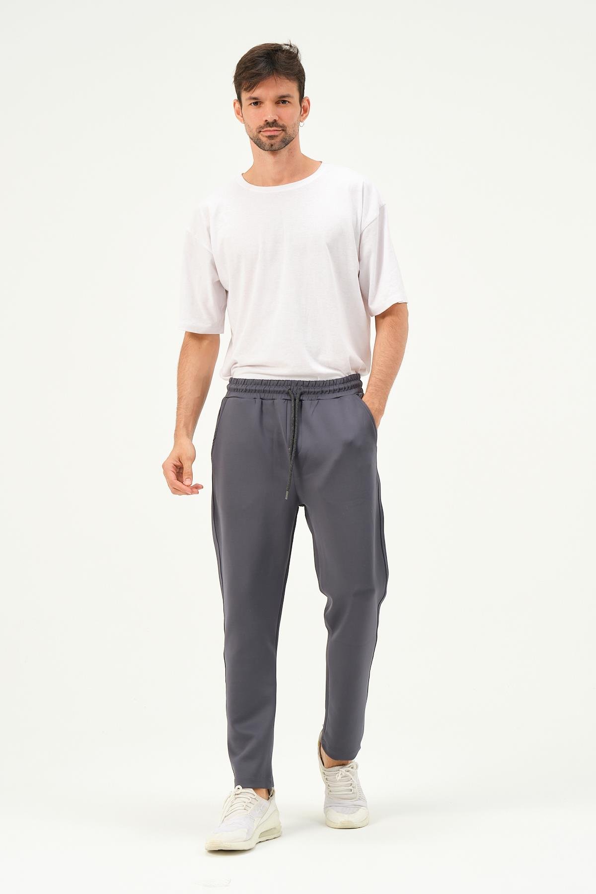 C&City Men Straight Leg Sweatpants with Side Pockets 852 Smoked Color