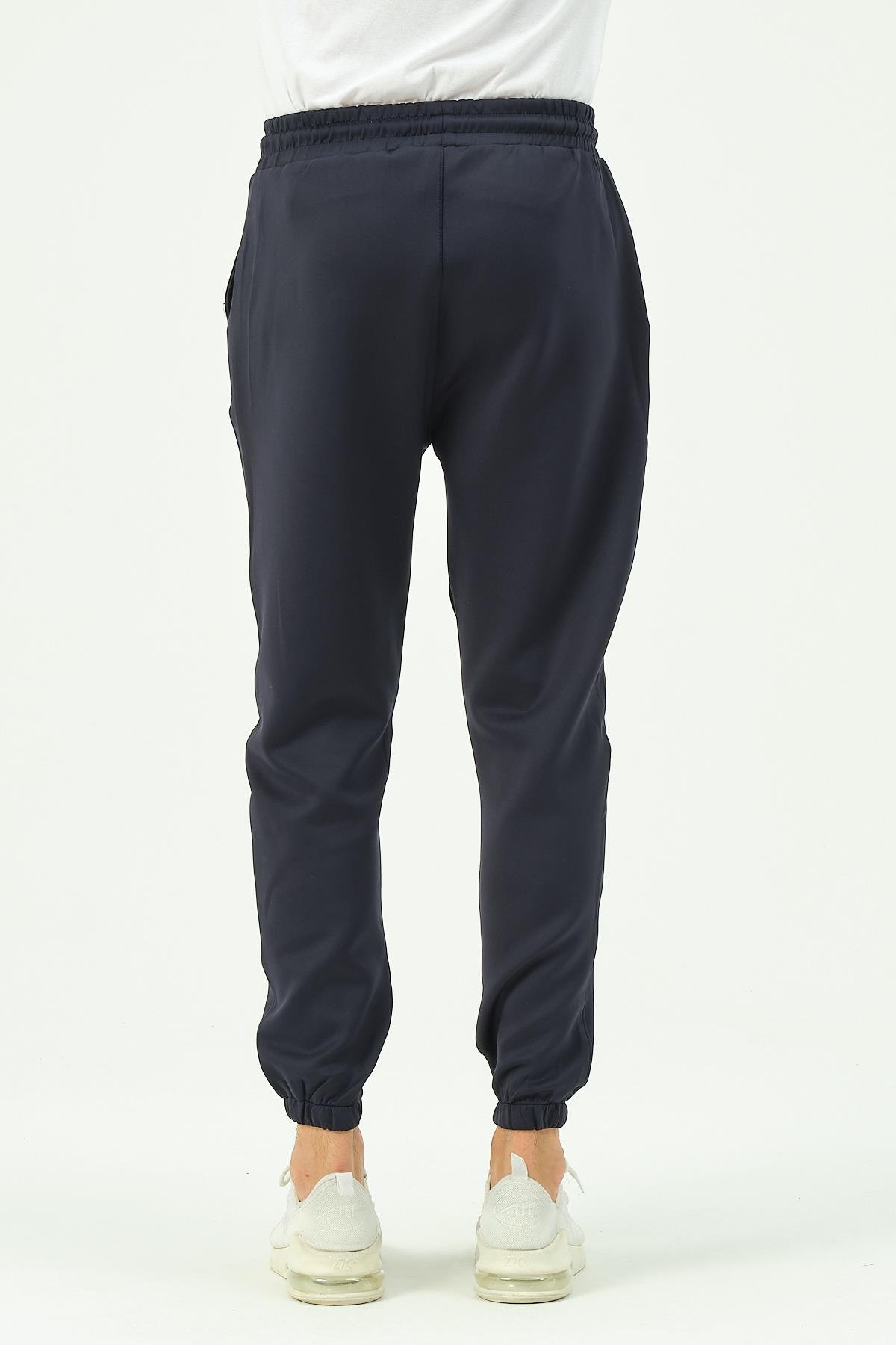 C&City Men Elastic Leg Sweatpants with Side Pockets 853 Navy Blue