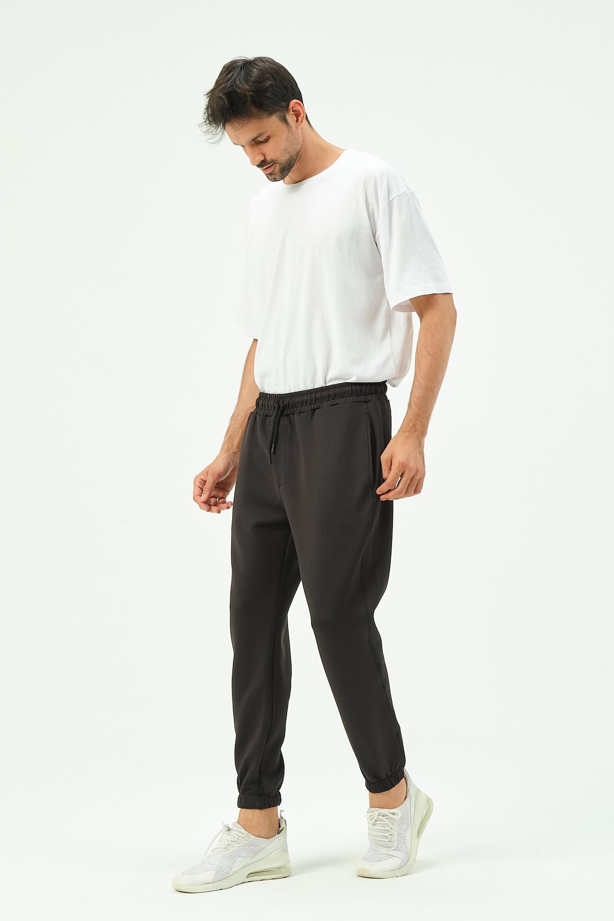 C&City Men Elastic Leg Sweatpants with Side Pockets 853 Black