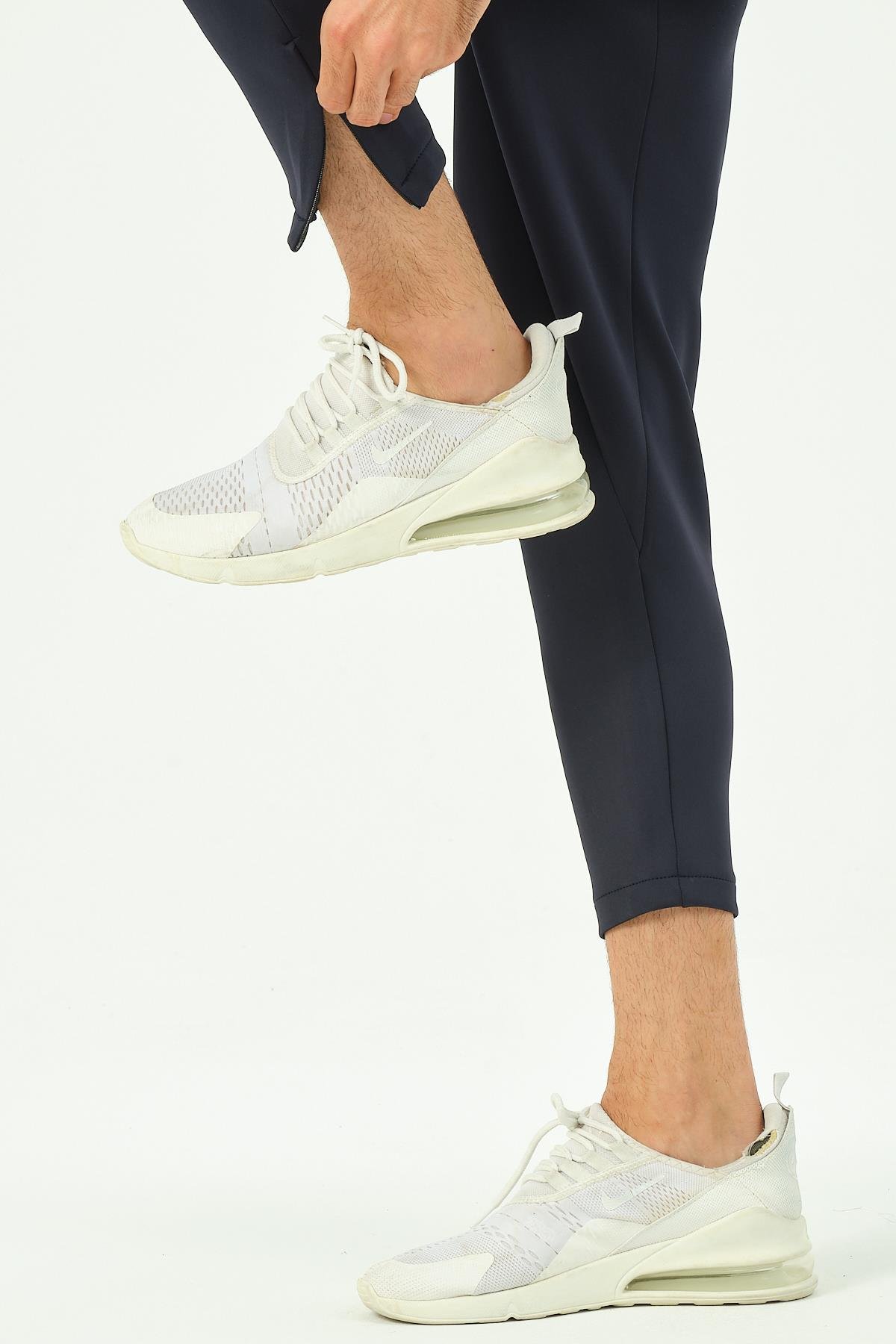 C&City Men Sweatpants with Zippered Legs and Back Pockets 854 Navy Blue