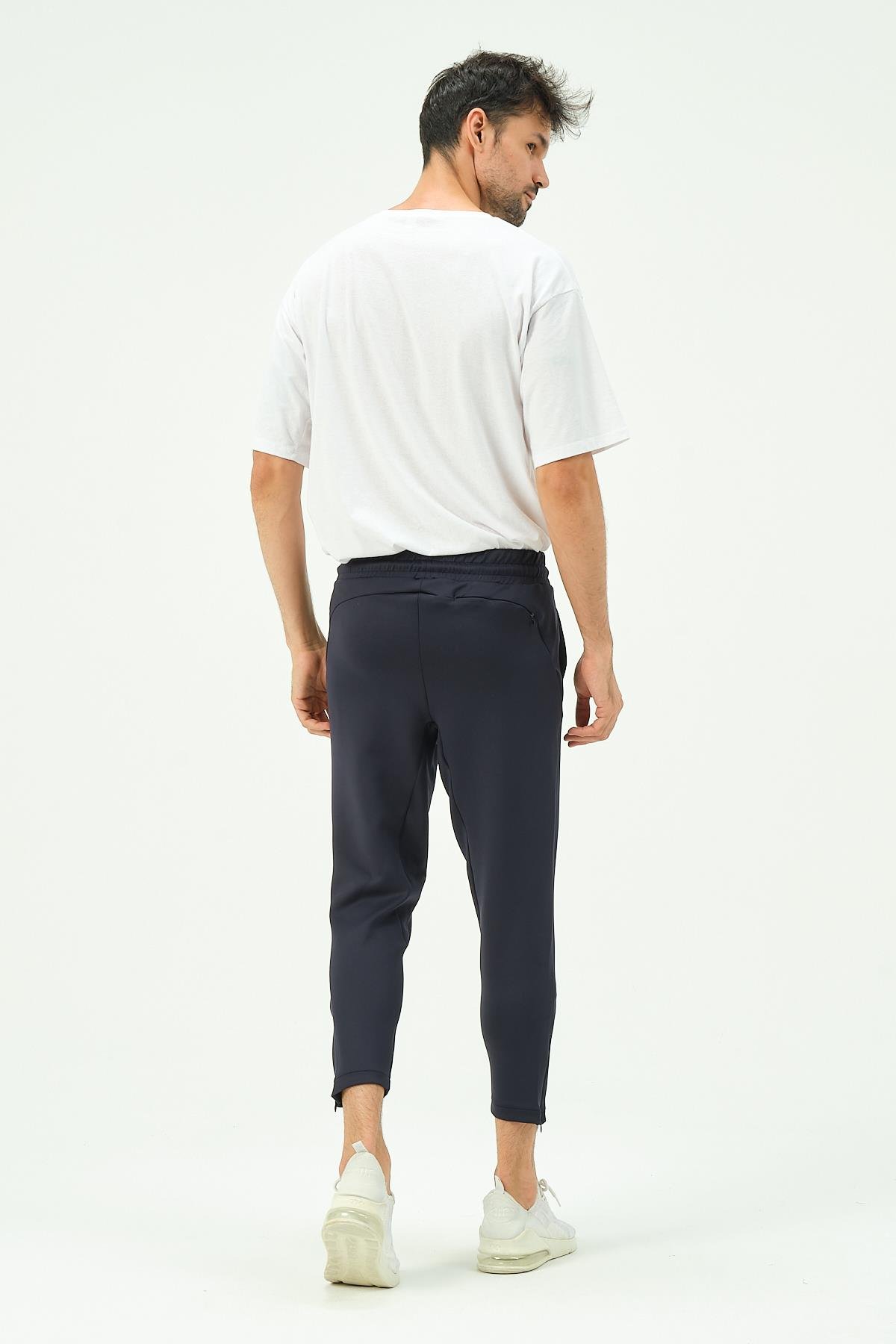 C&City Men Sweatpants with Zippered Legs and Back Pockets 854 Navy Blue