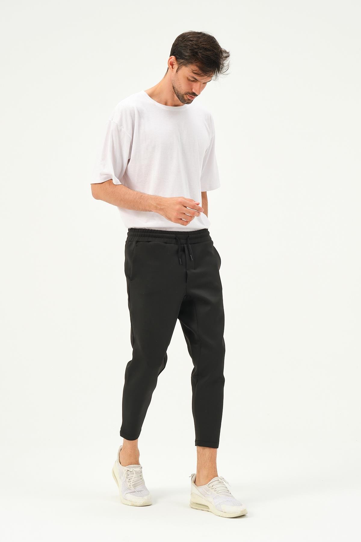 C&City Men Straight Leg Waist Detail Sweatpants 855  Black