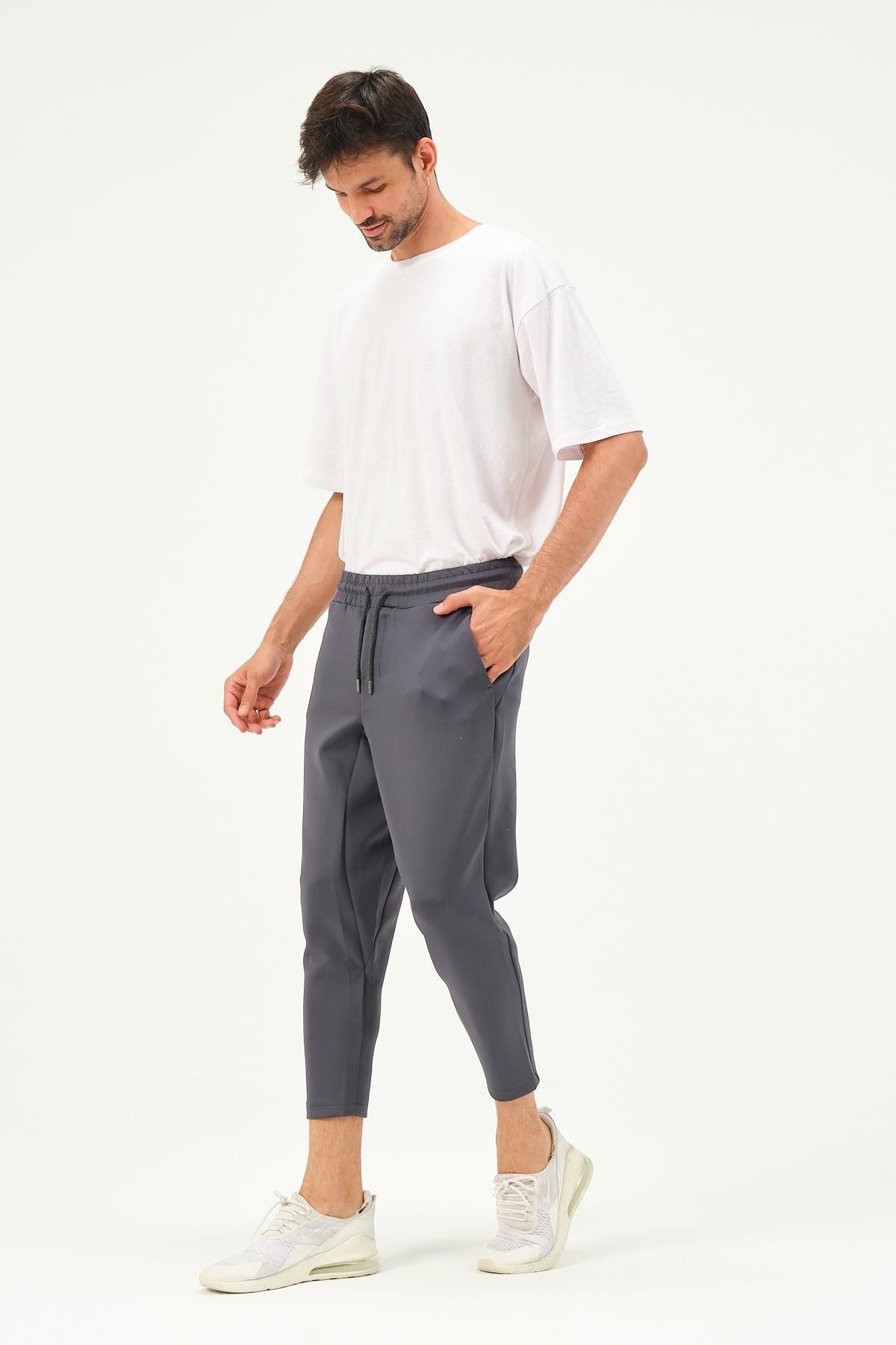 C&City Men Straight Leg Waist Detail Sweatpants 855  Smoked Color